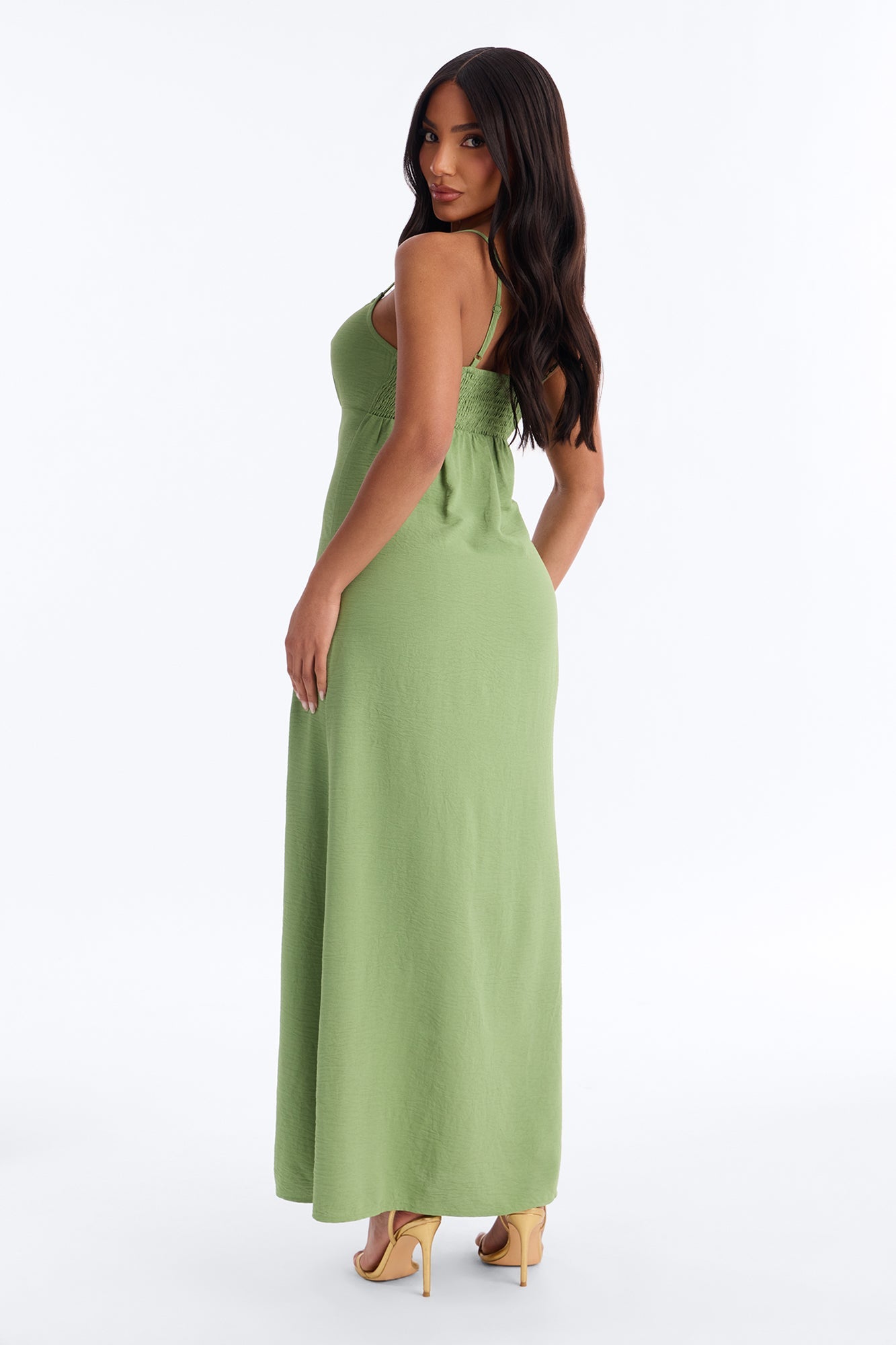 Lysandra Sleeveless Airflow Maxi Dress - Olive