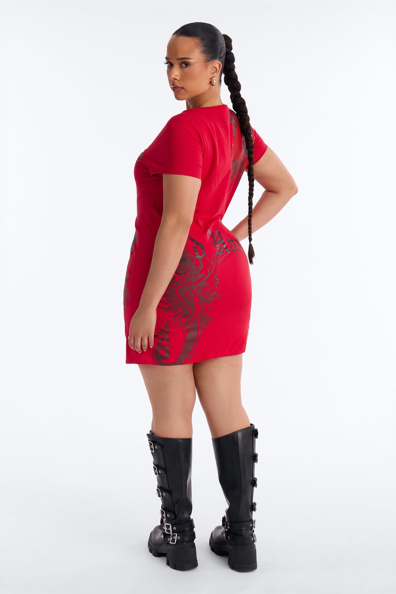 Ed Hardy Mermaid Girl TShirt Mini Dress - Red Fashion Nova