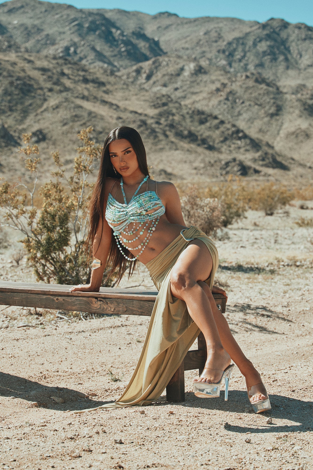 Lilou Beaded Bandeau Bra Top - Green/combo Fashion Nova