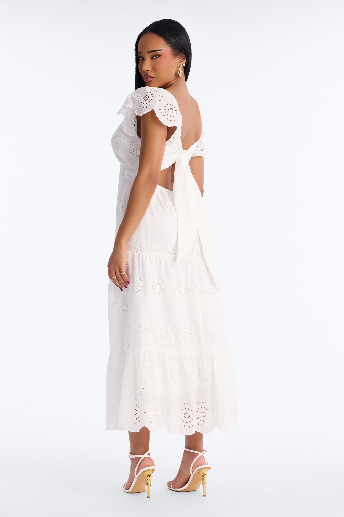 Odessa Eyelet Midi Dress - White