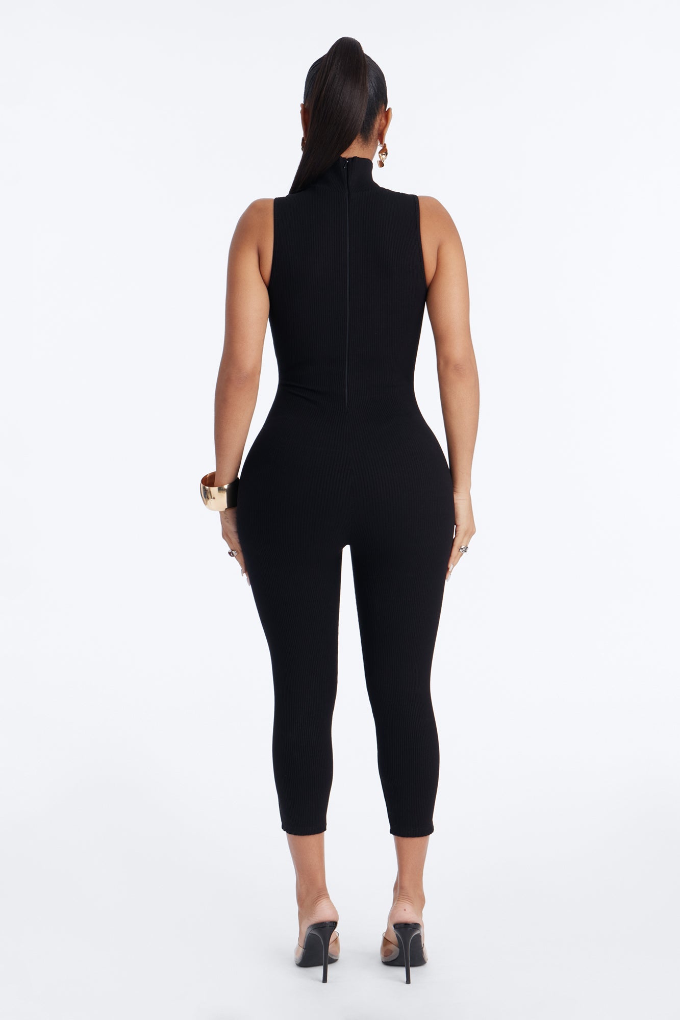 Lindsey Snatched High Neck Jumpsuit - Black