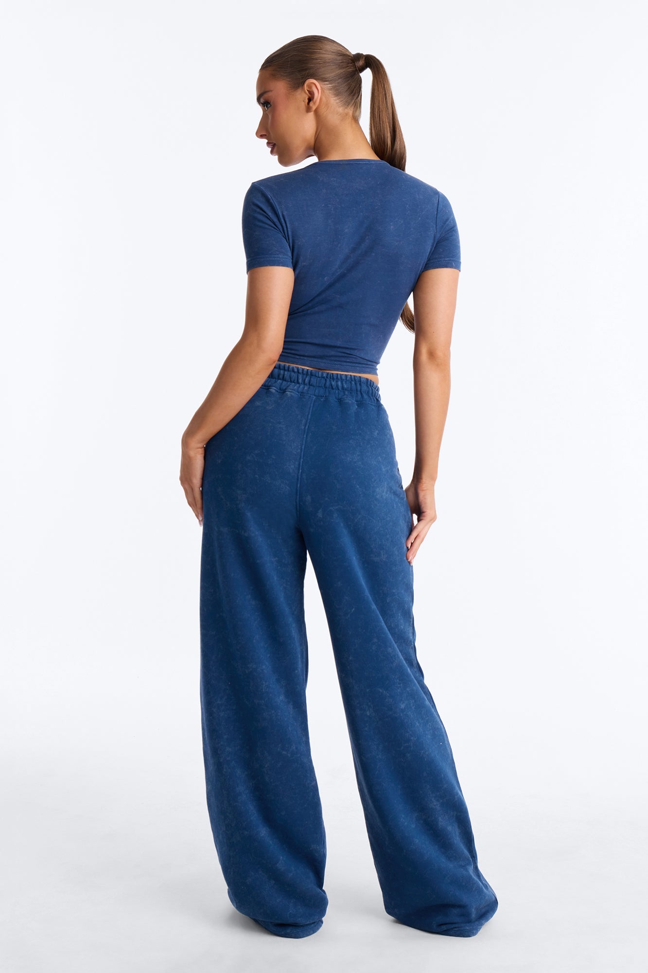 Tokyo Fleece Wide Leg Pant Set - Blue