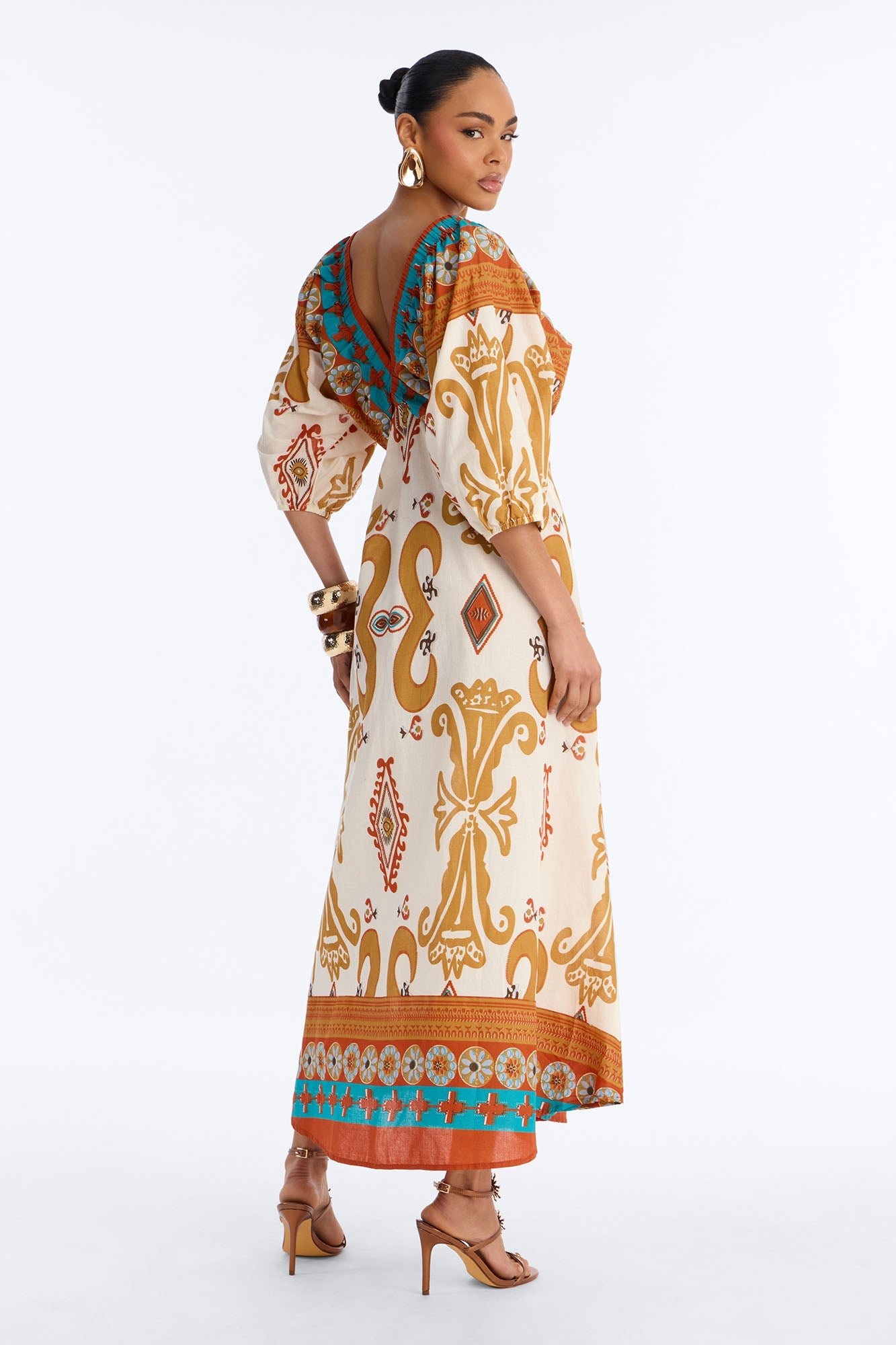 Kayla Printed Maxi Dress - Ivory/combo