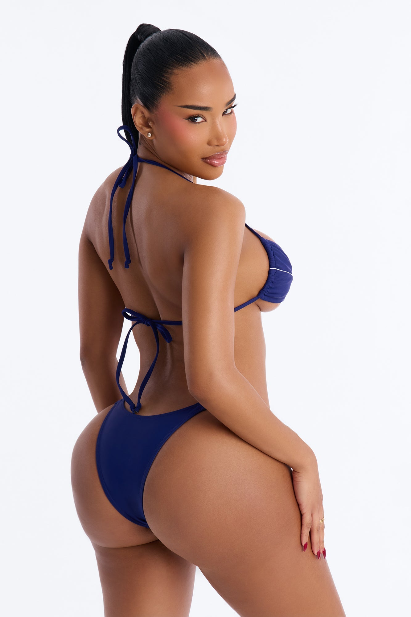 Waves For Days 2 Piece Triangle Fixed Bikini Set - Blue Fashion Nova