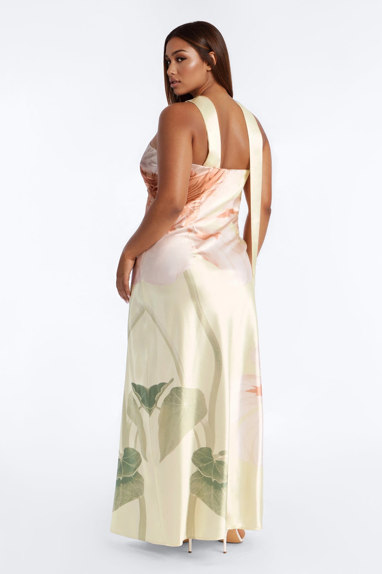 Jelissa Scarf Satin Maxi Dress - Yellow/combo