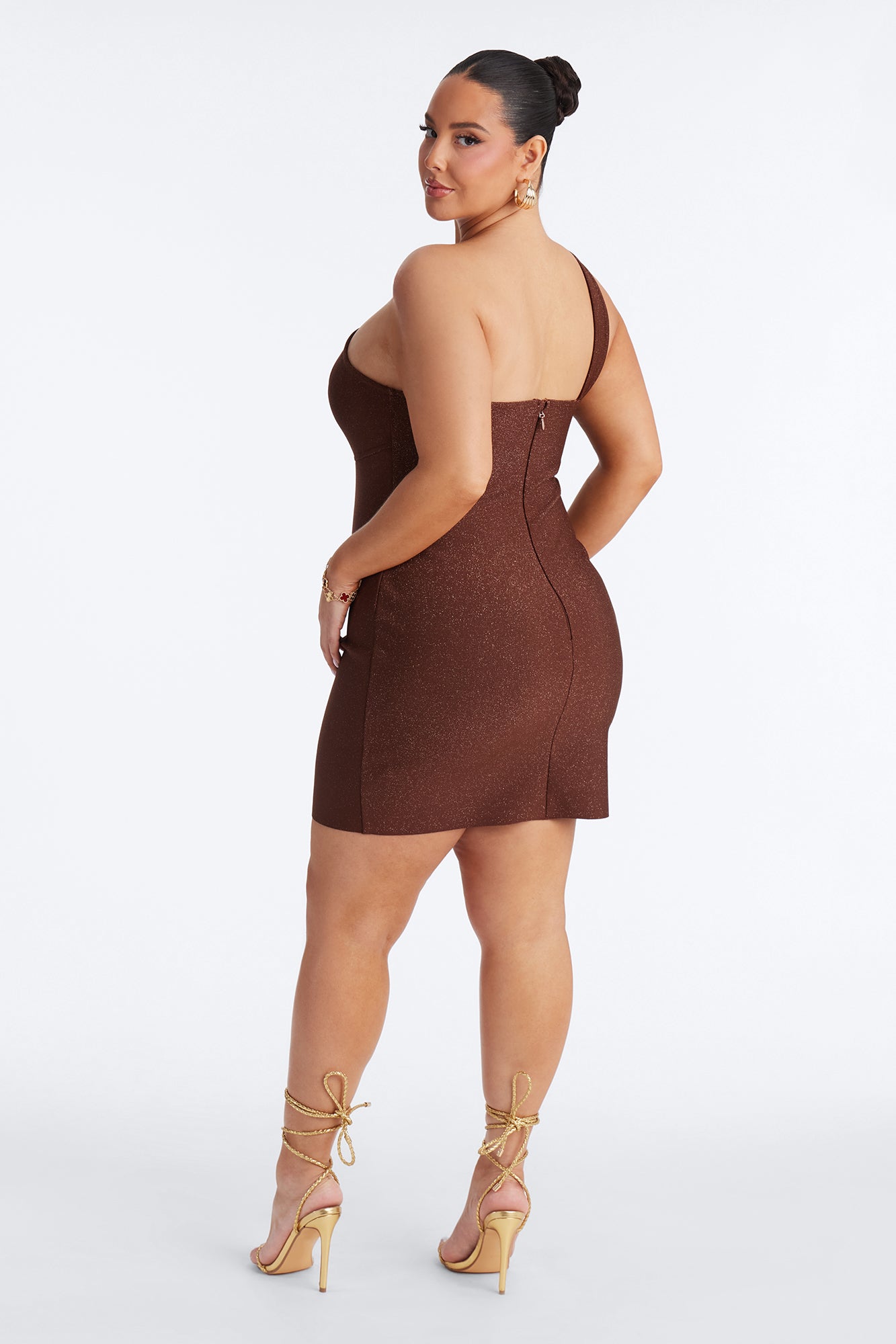 Talia Sleeveless Metallic Mini Dress - Bronze