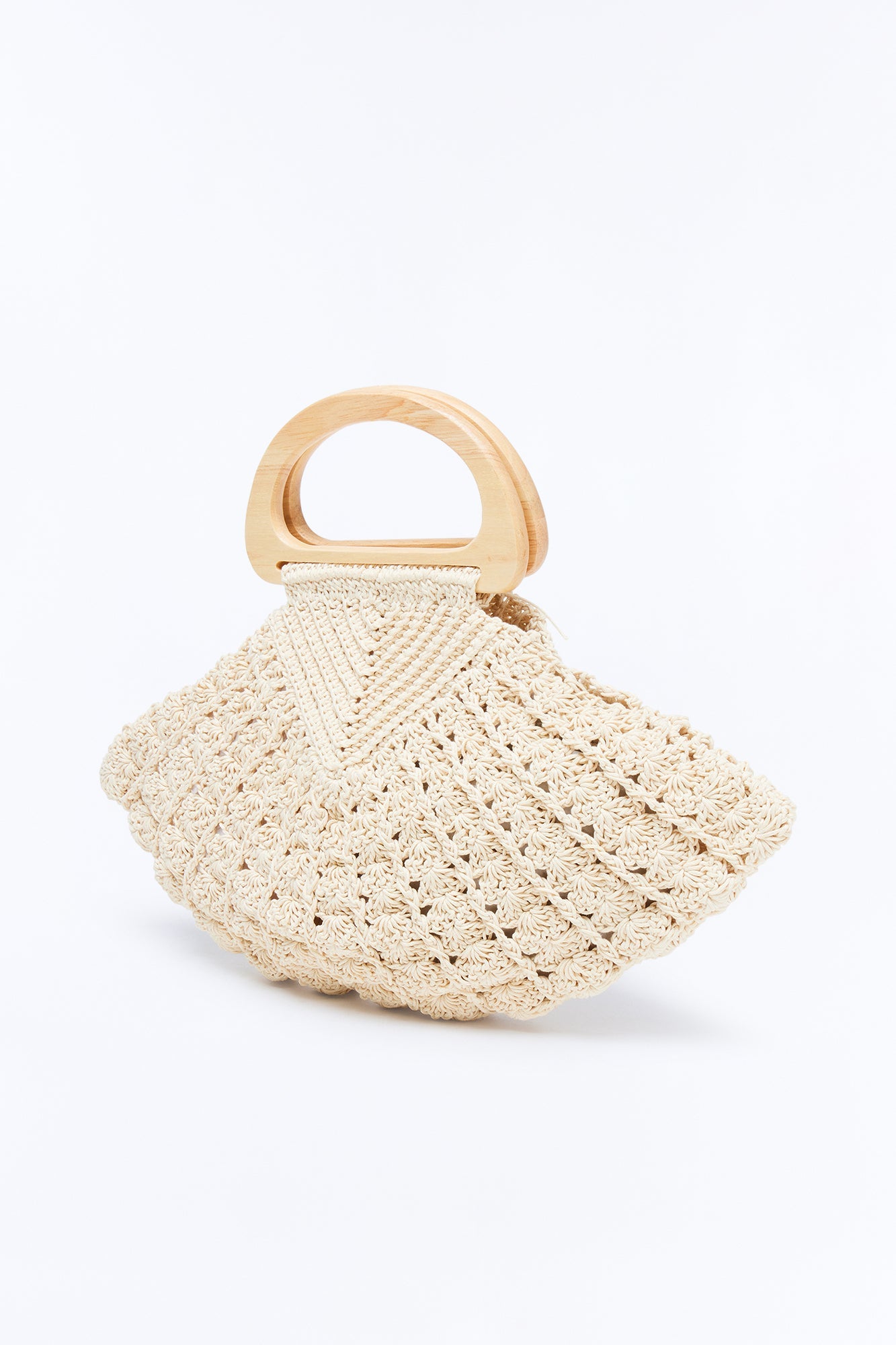 Shellscape Crochet Satchel Handbag - Natural/Combo