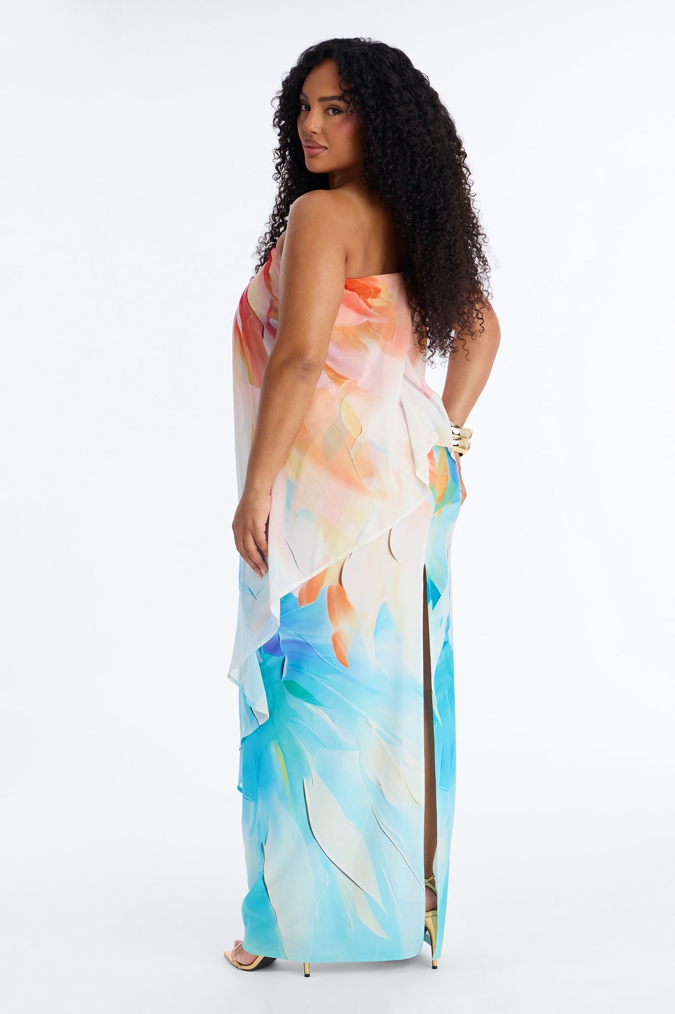 Out In Paradise Strapless Maxi Dress - Turquoise/combo