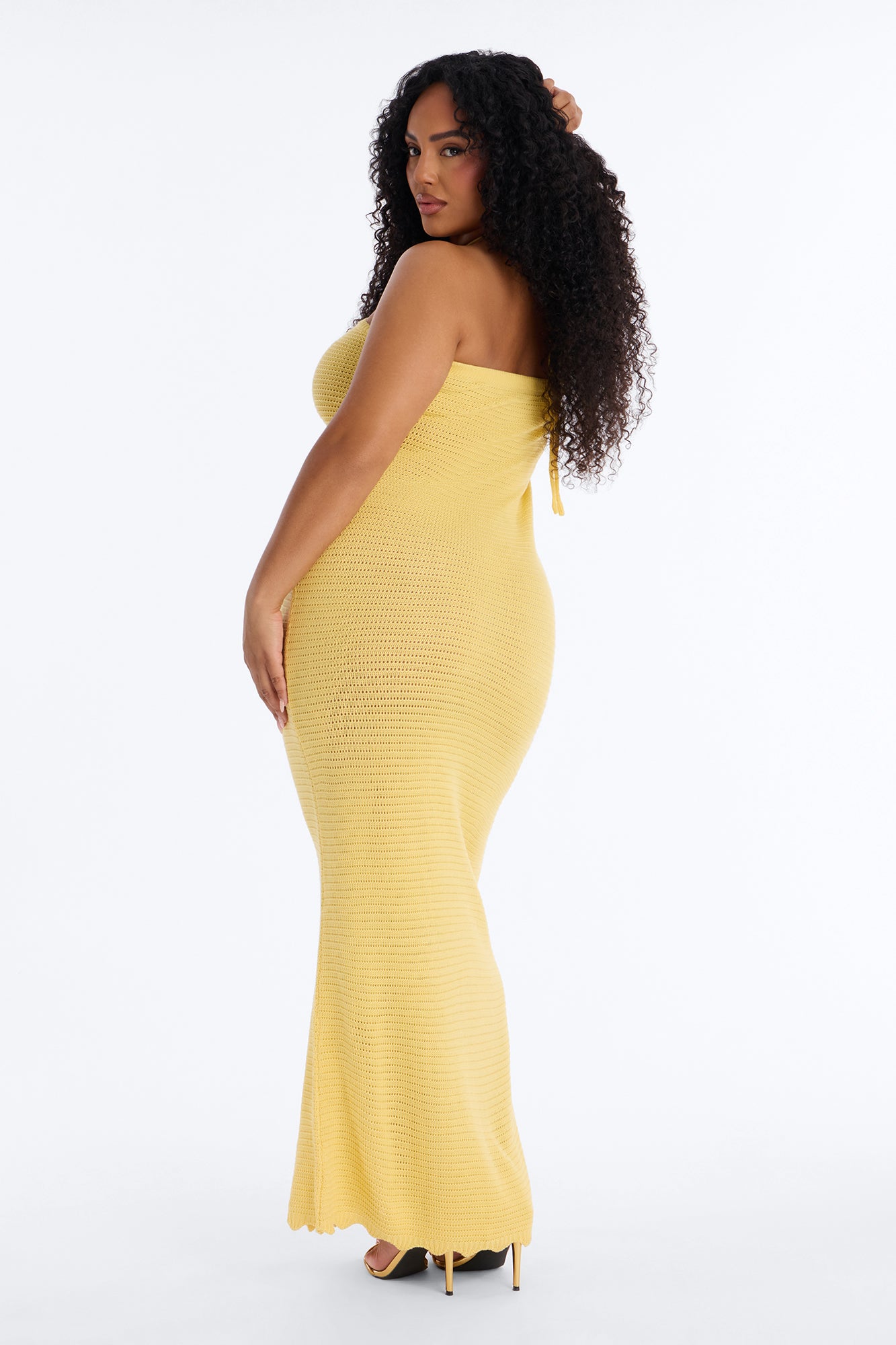Coastal Escape Crochet Maxi Dress - Yellow
