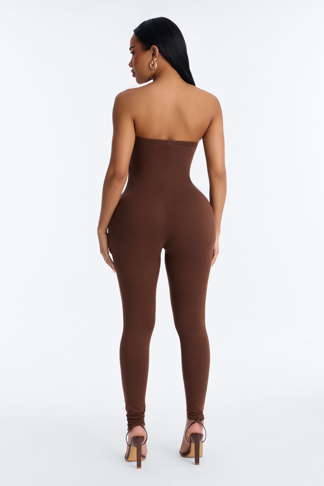 Body Language Skinny Strapless Catsuit - Brown Fashion Nova