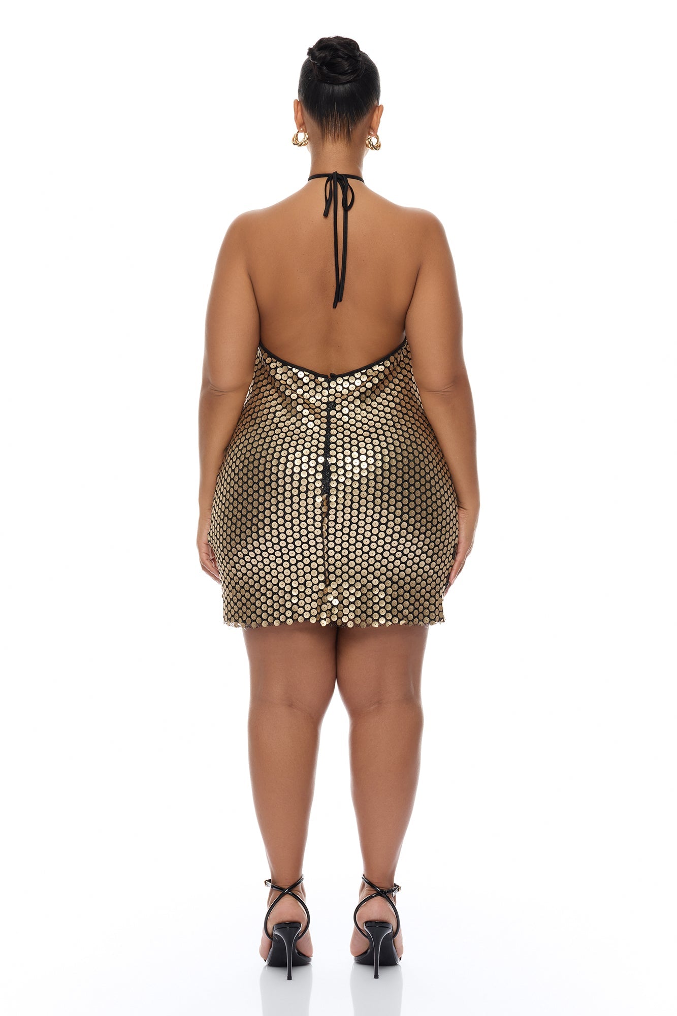 Kiora Halter Sequin Mini Dress - Black/Gold