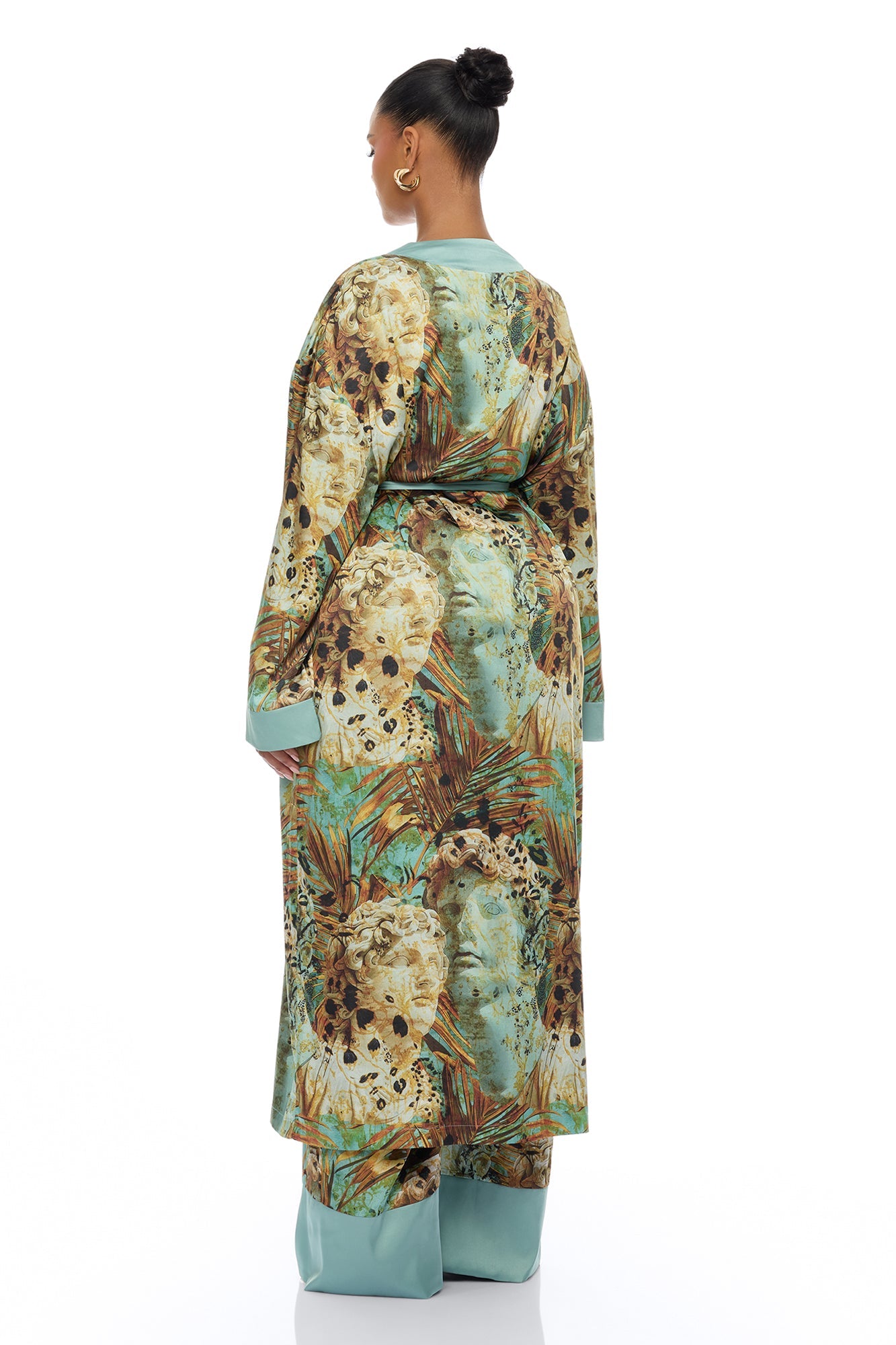 Call Me Coastal Satin Pant Set - Blue/combo