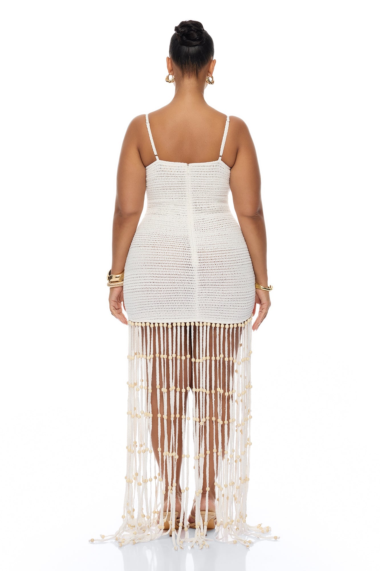 Living Life Fringe Crochet Maxi Dress - Cream