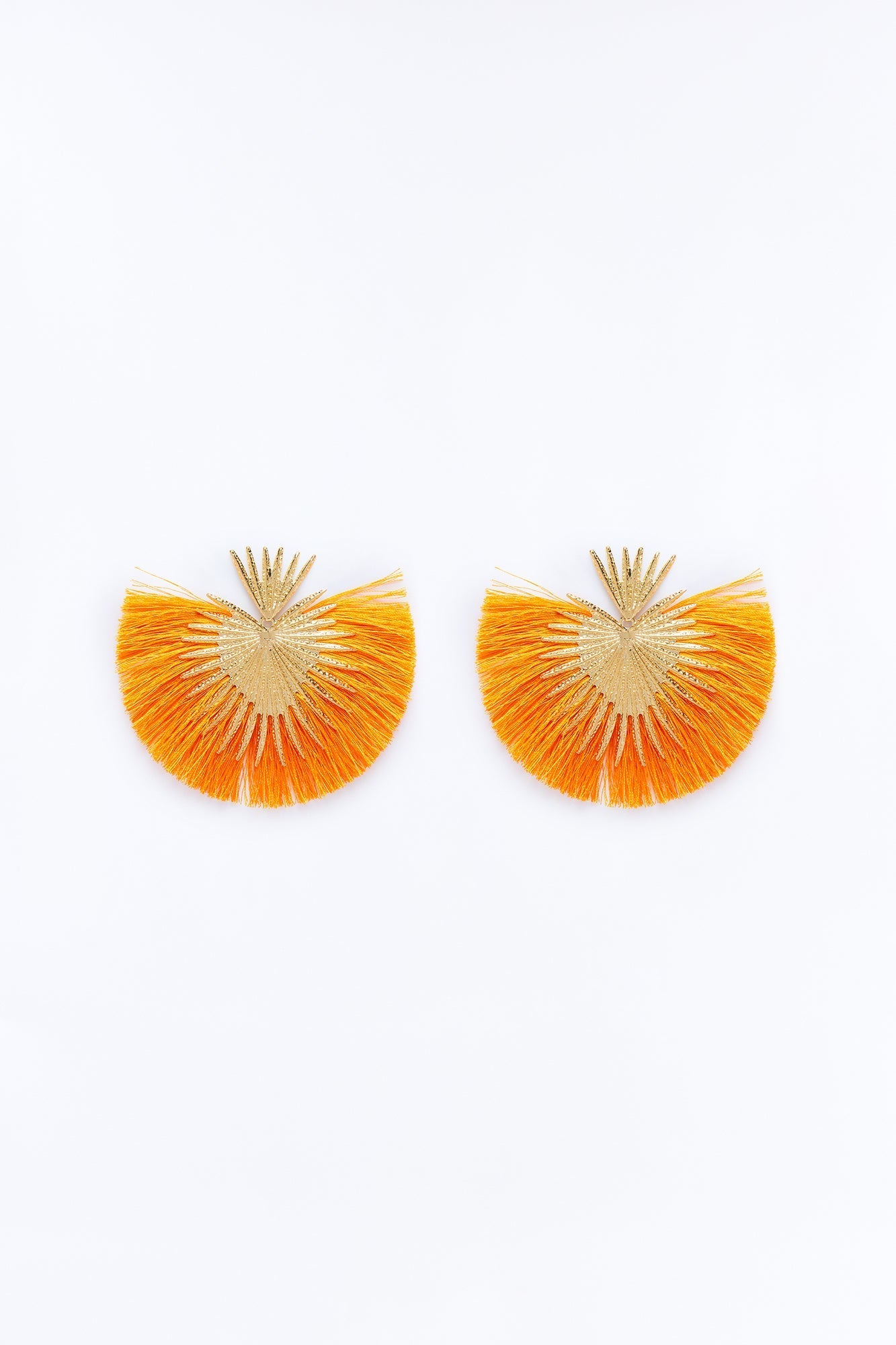 Heart Of Fringe Earrings - Gold/Orange Fashion Nova