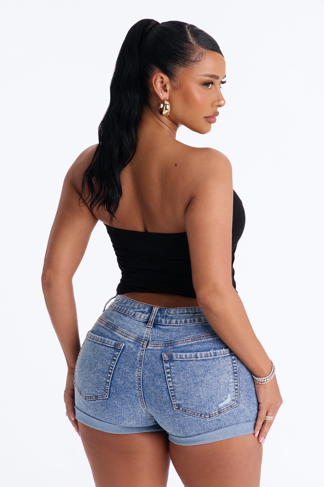 Kimberly Fold Over Tube Top - Black Fashion Nova