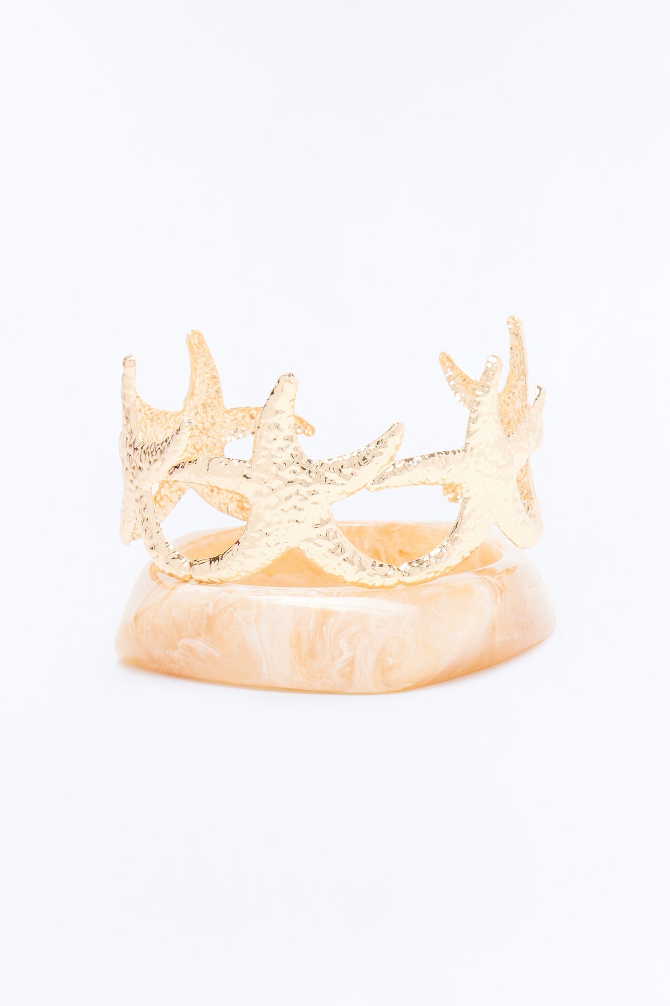 Starfish Foil 2 Piece Bracelet Set - Gold/Brown