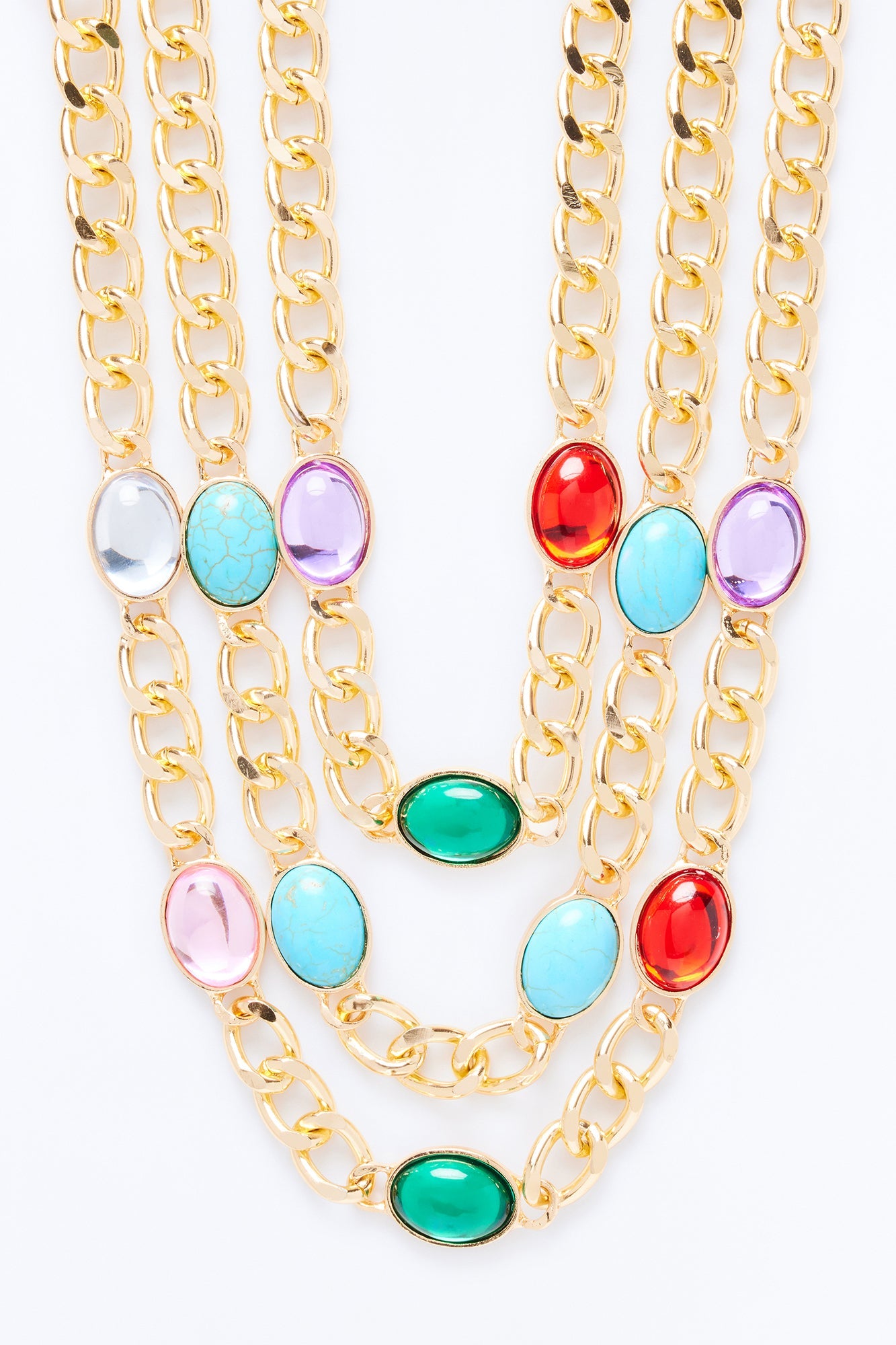 Stella Jeweled Layered Necklace - Gold/Multi