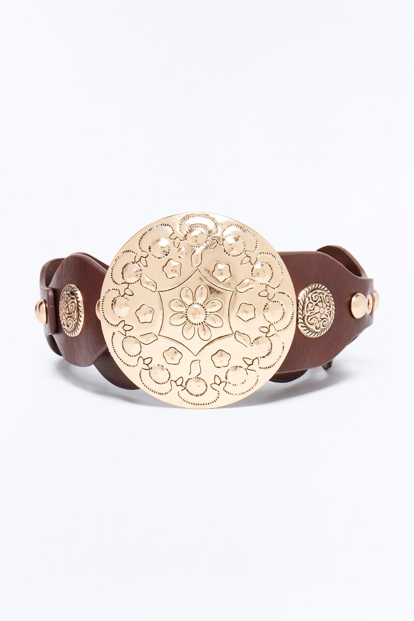 Weathered Range Faux Leather Belt - Brown/combo
