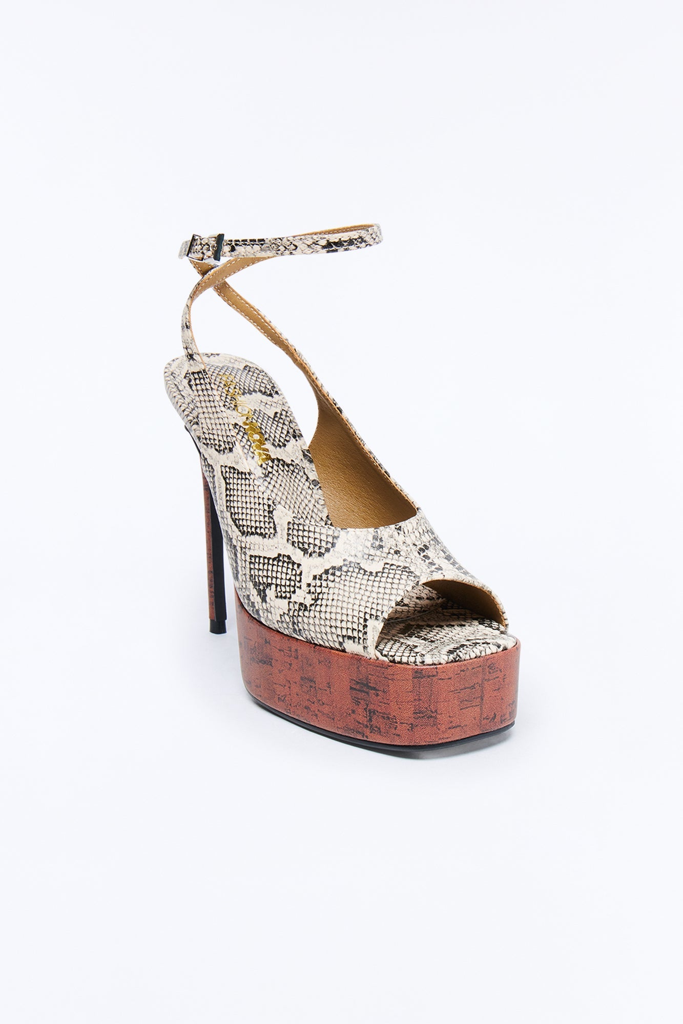 Fluid Peep Toe Platform Heels - Beige