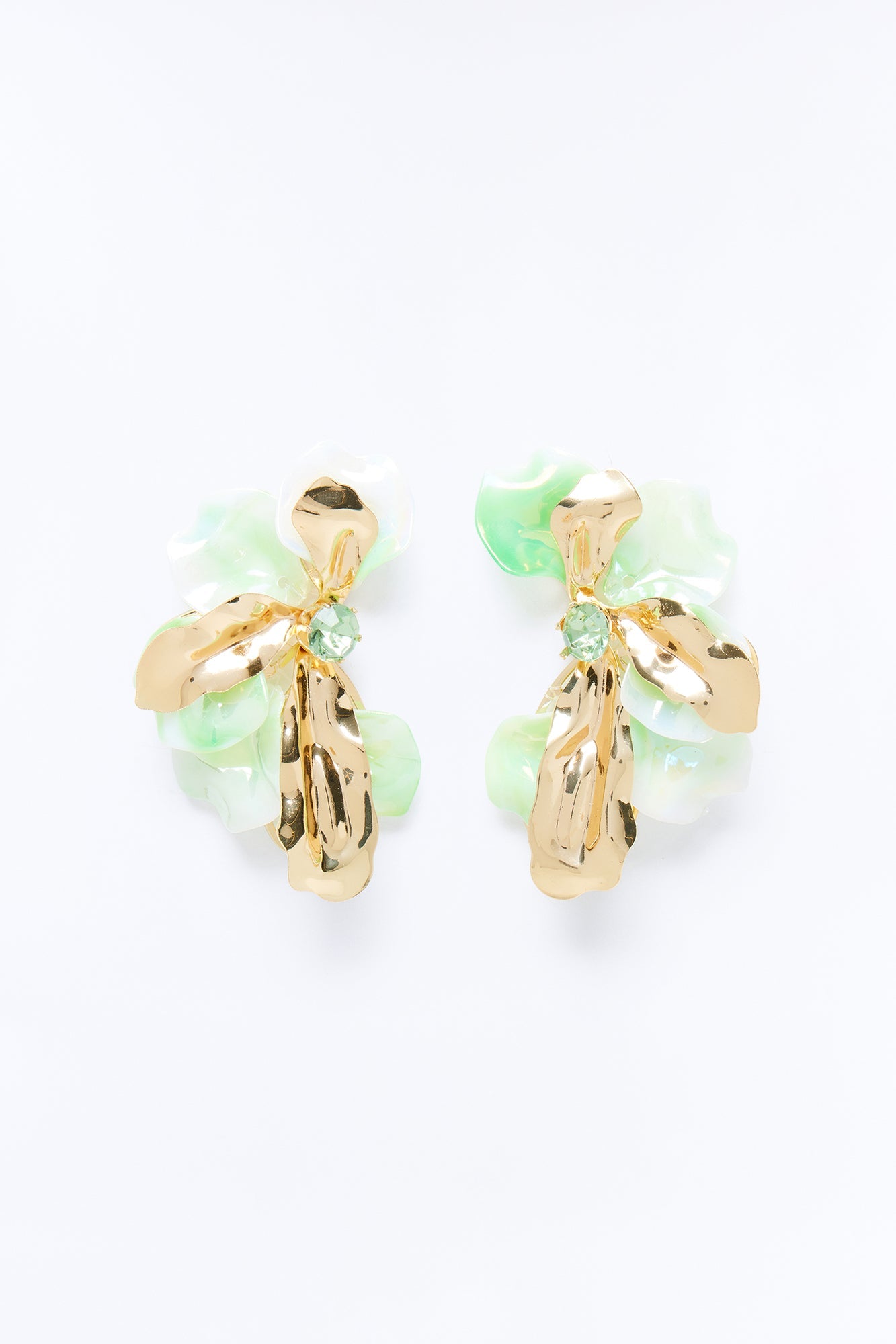 Sunlit Blossom Earrings - Gold/Green