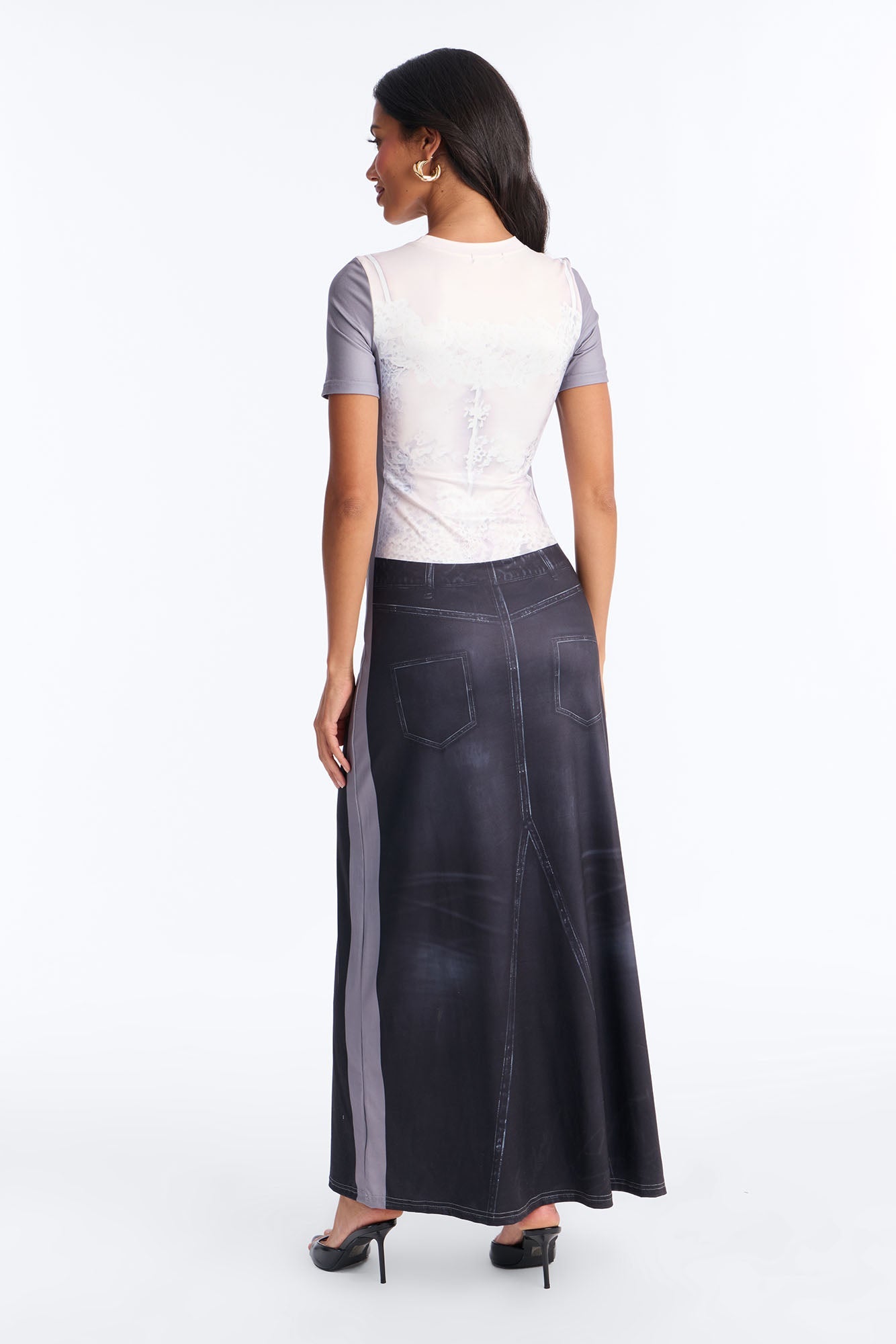 Armada Printed T Shirt Maxi Dress - Grey/combo