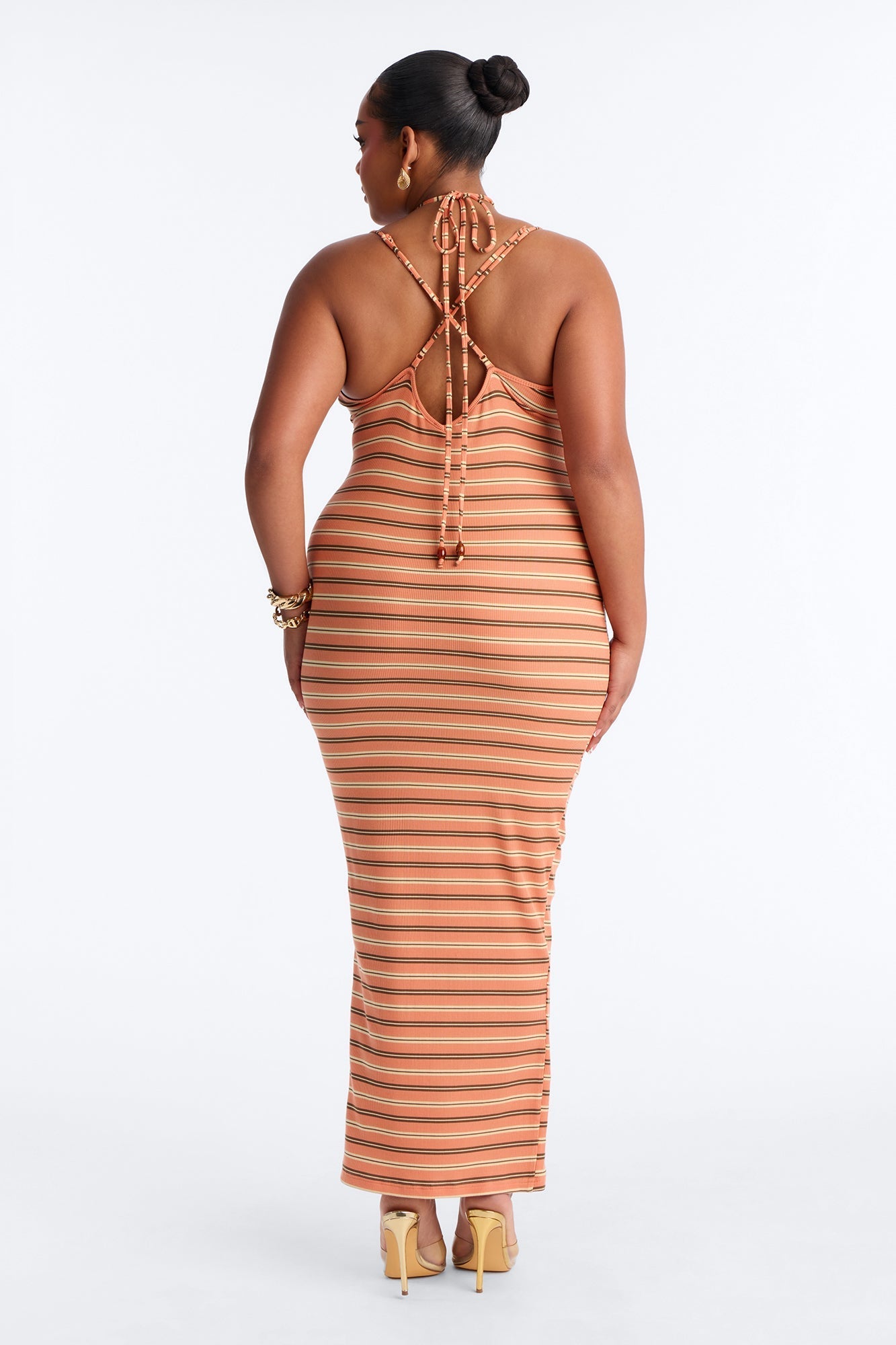 Turning Heads Cut Out Ribbed Maxi Dress - Orange/combo Fashion Nova