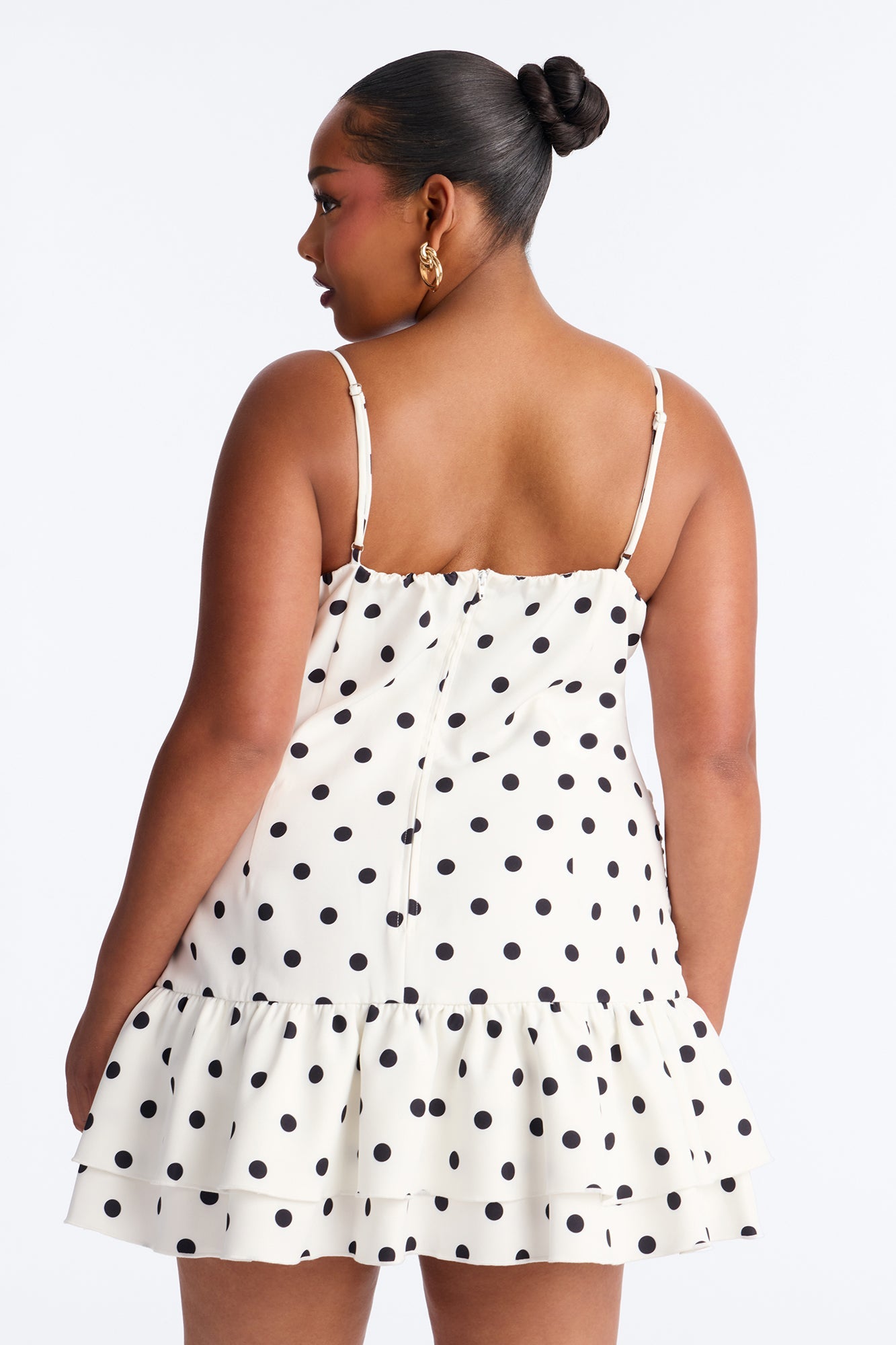 Devin Polka Dot Bubble Mini Dress - White/Black
