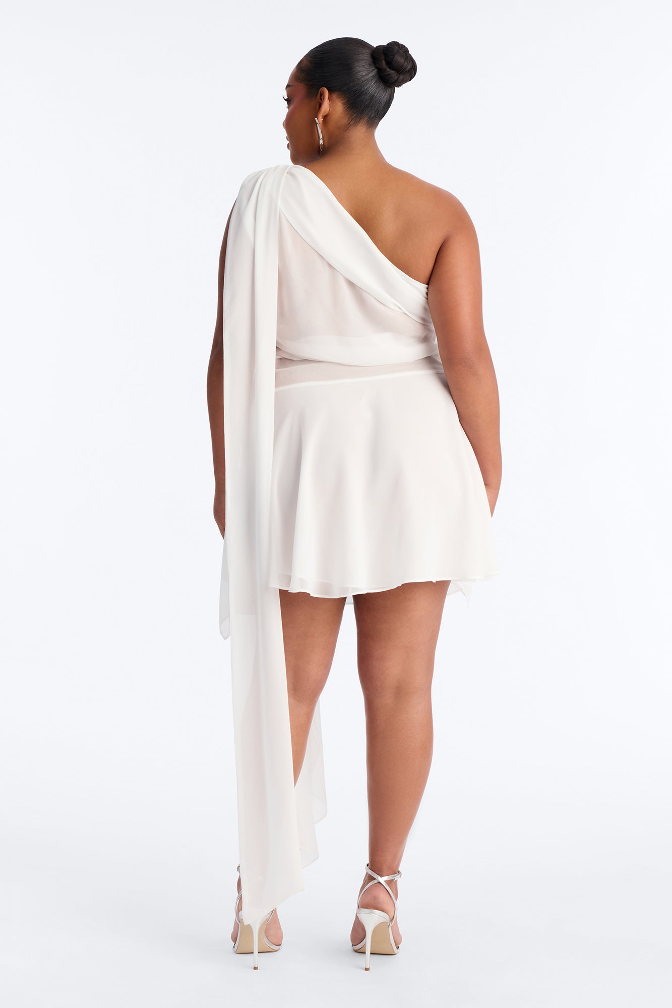 Alessia Draped Chiffon Mini Dress - White
