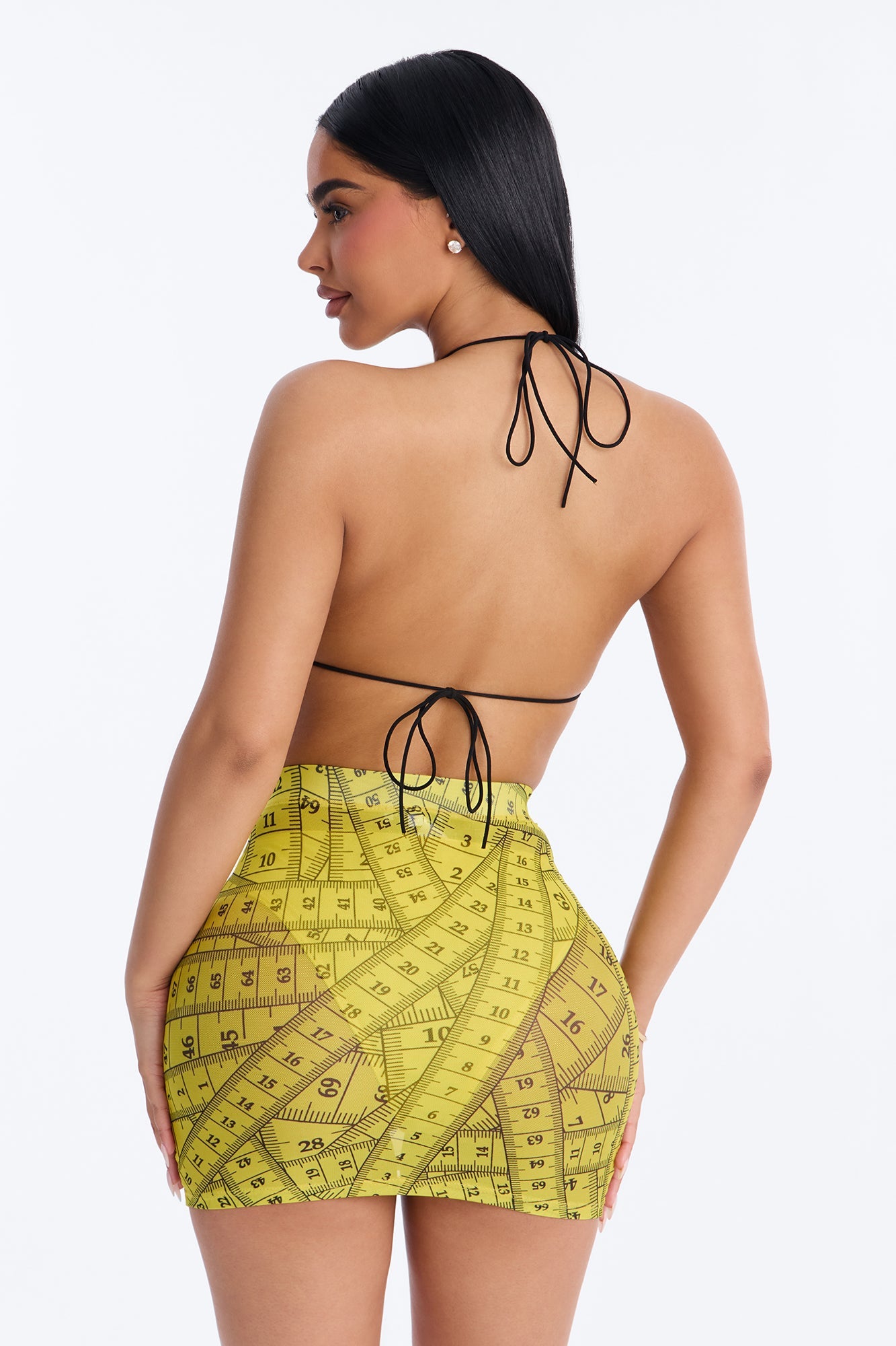 Inches Don’t Lie Mesh Mini Skirt Set - Yellow/combo