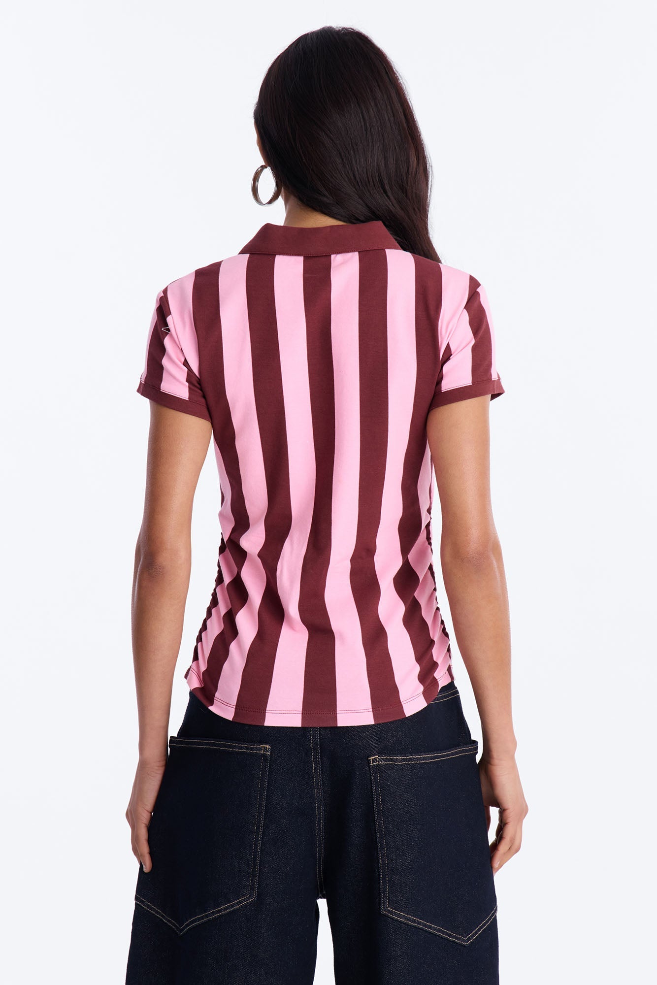 First Pick Striped Short Sleeve Top - Burgundy/combo