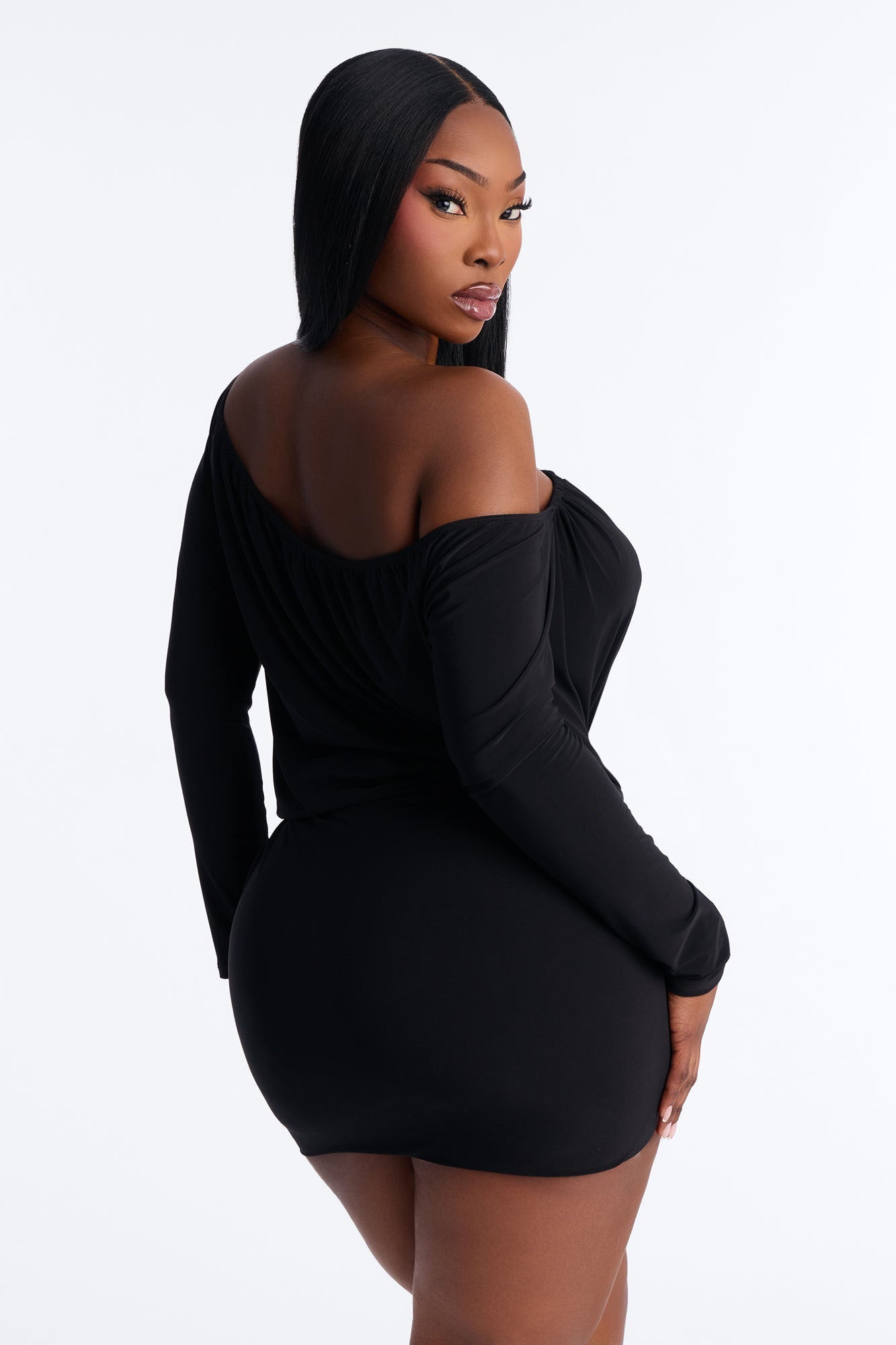 For The Plot Off Shoulder Mini Dress - Black