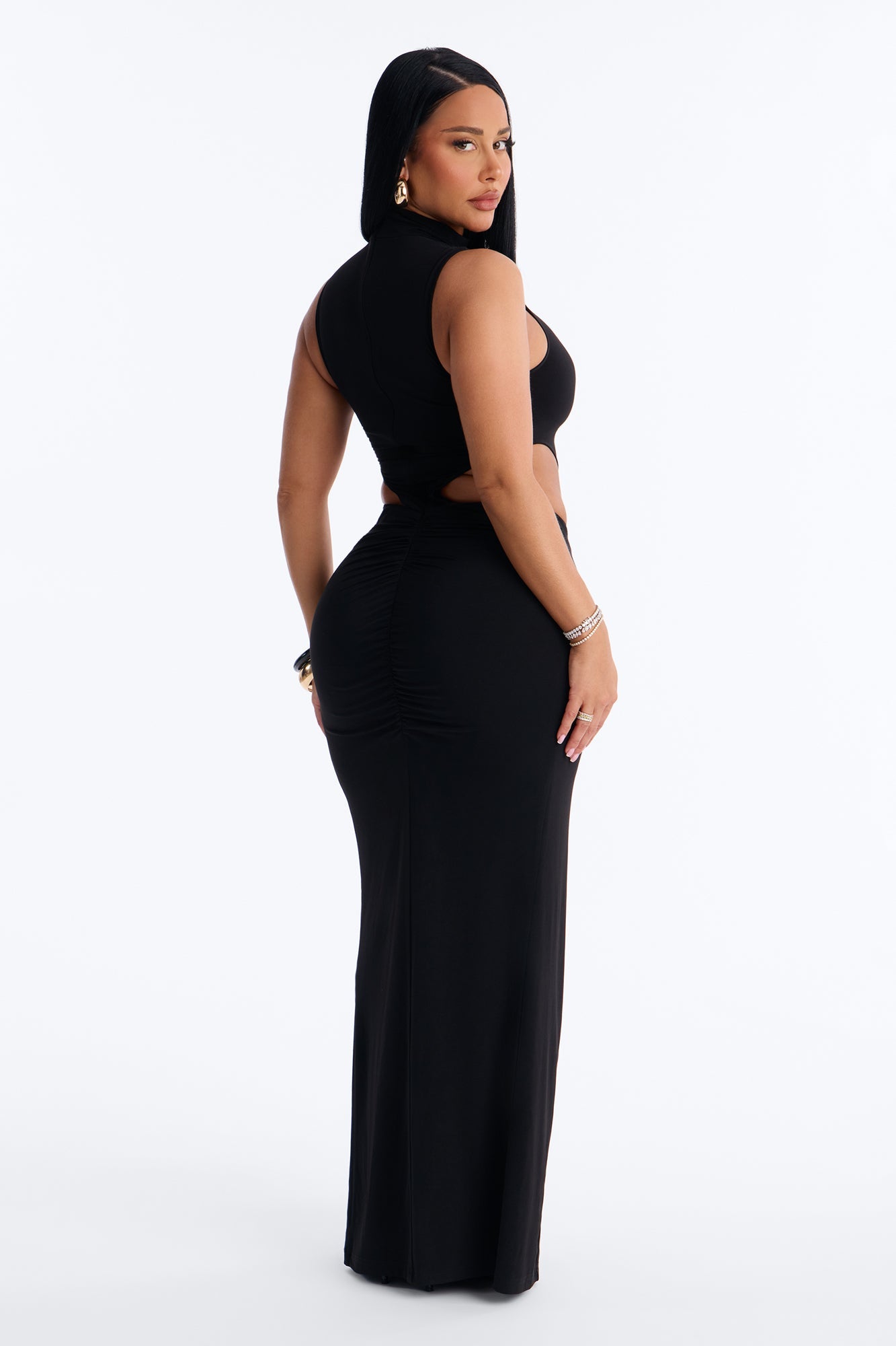 Midnight Mirage Cut Out Maxi Dress - Black