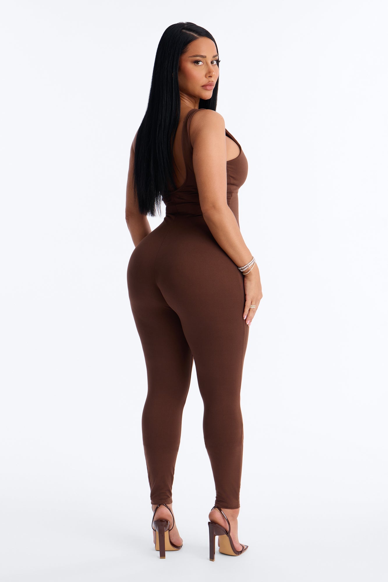 Malia Built In Bra Catsuit - Chocolate