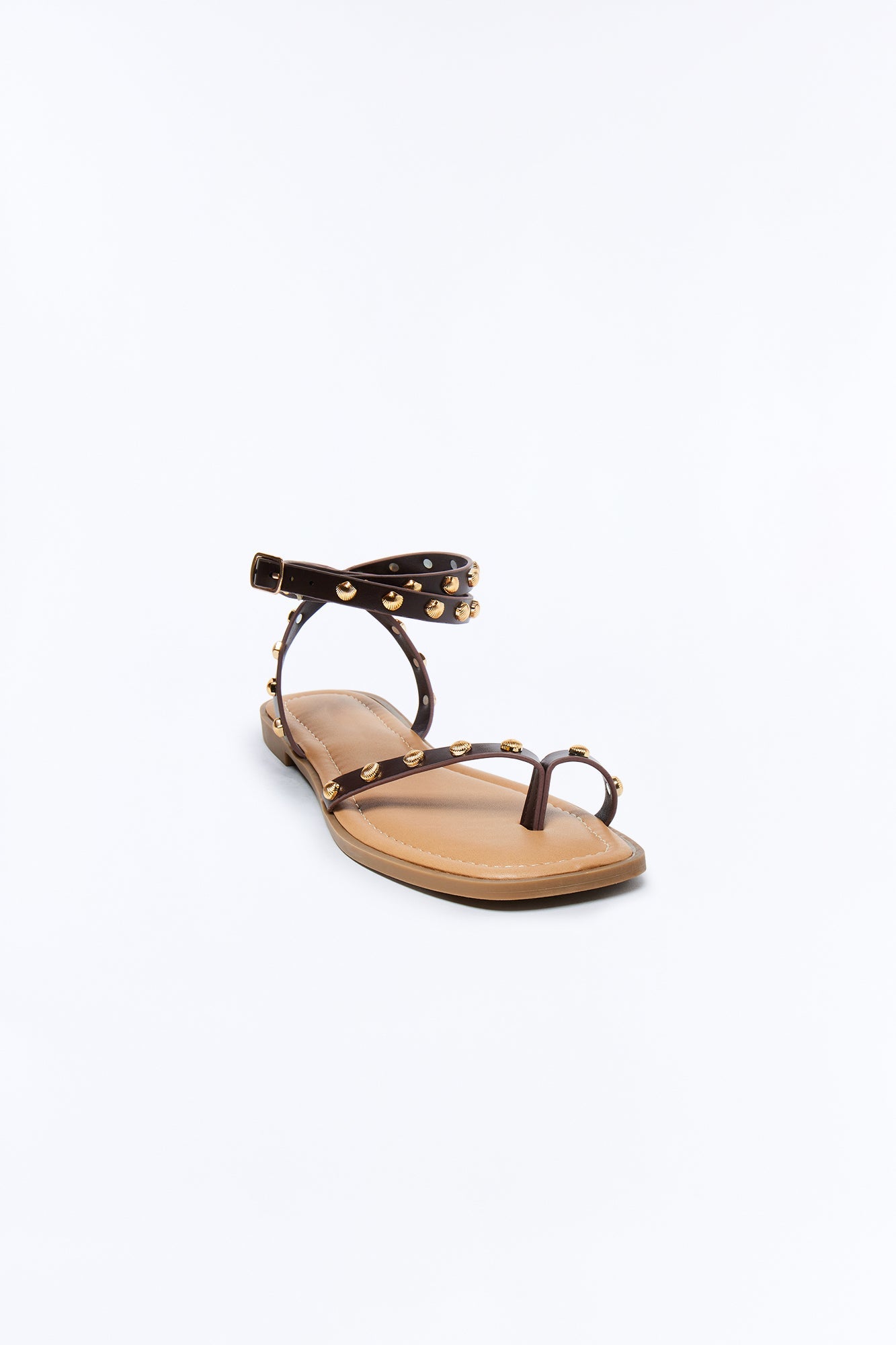 Sola Studded Toe Ring Sandals - Brown