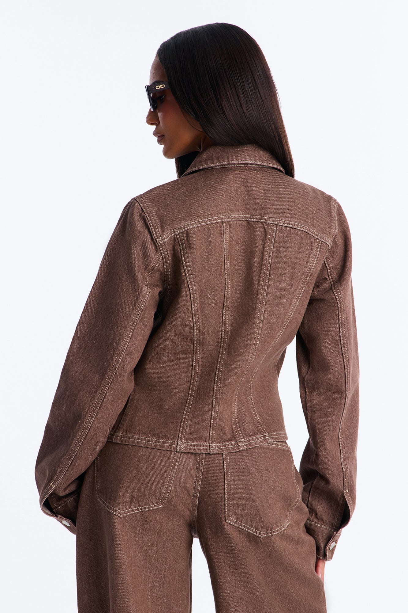 Give Me Attention Denim Shacket - Brown