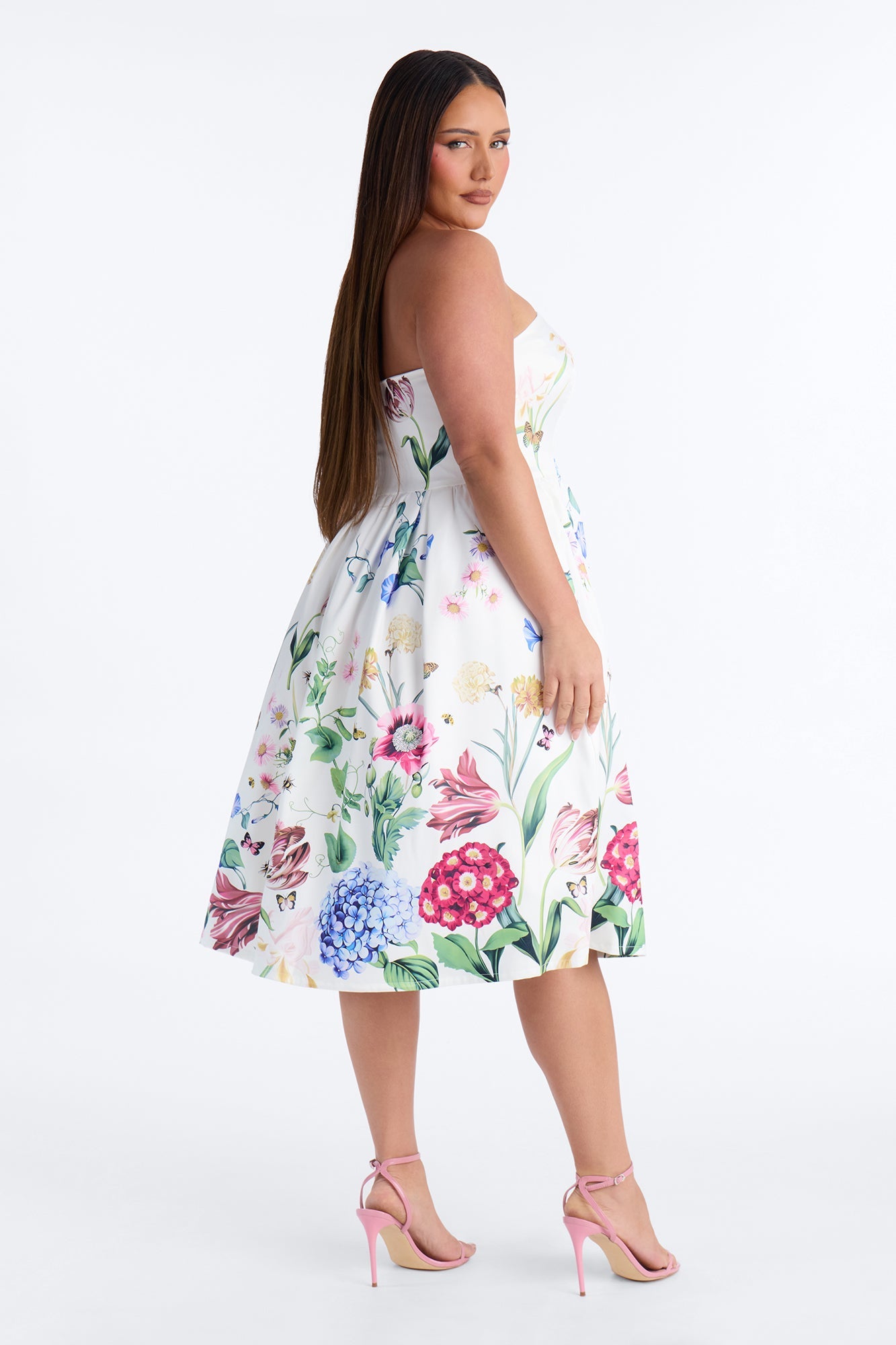 See Me Blossom Floral Midi Dress - White/combo