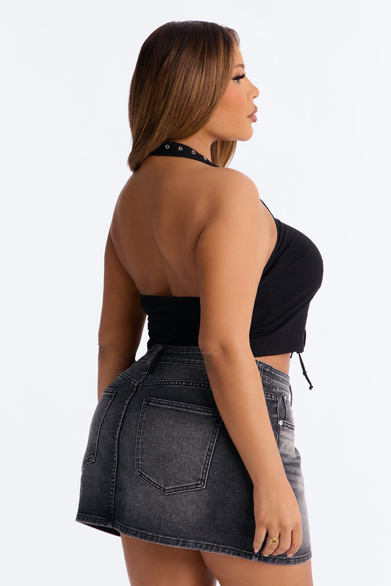 World Tour Lace Up Halter Top - Black Fashion Nova