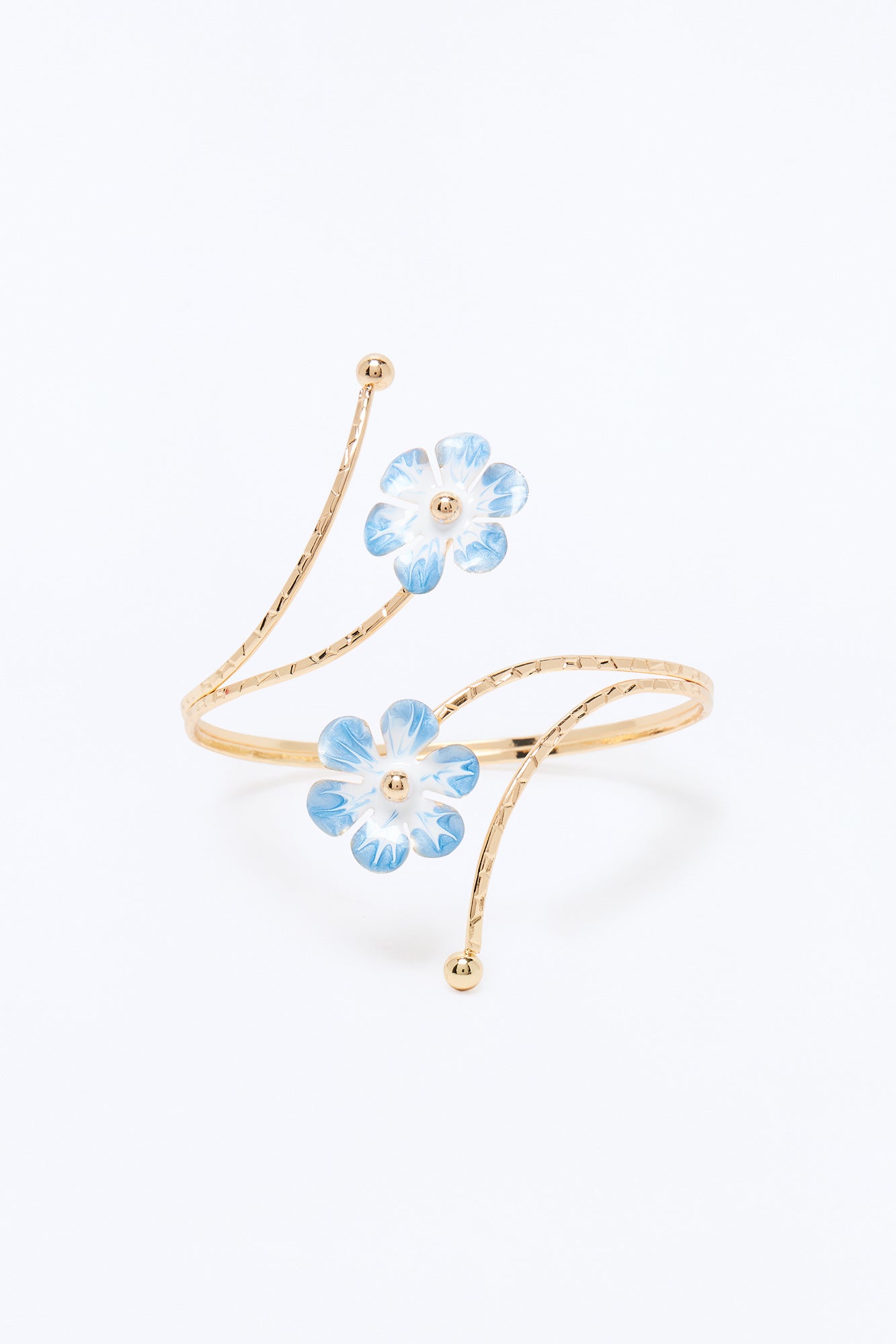 Twisted Vine Floral Hardware Arm Cuff - Gold/Blue