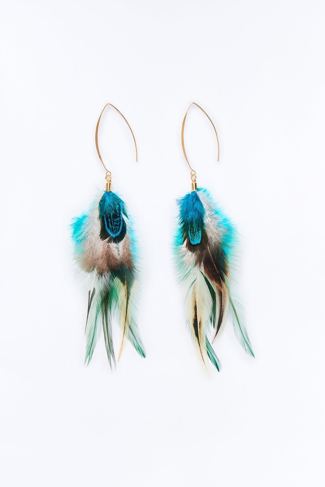 Whispering Feathers Earrings - Blue/combo