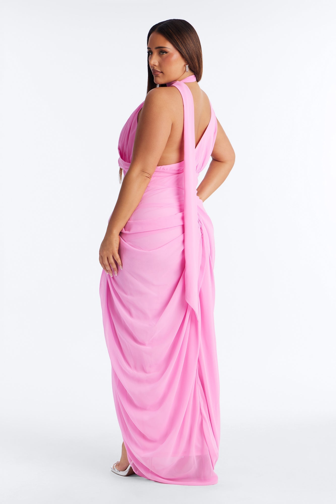 Main Character Ruched Chiffon Gown - Light Pink Fashion Nova