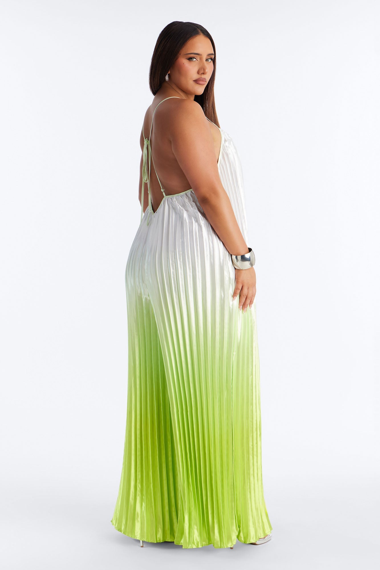 Paige Satin Ombre Wide Leg Jumpsuit - Green