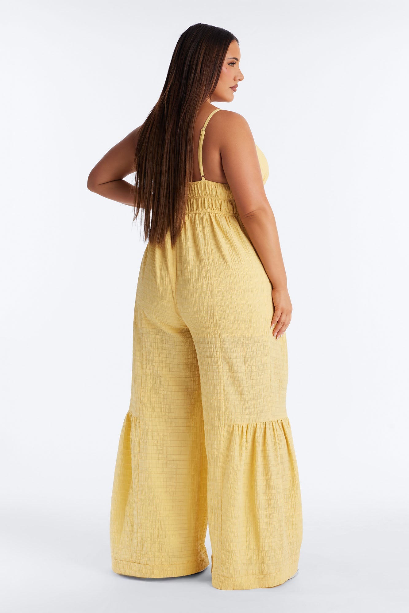 Anabella Tiered Wide Leg Jumpsuit - Yellow