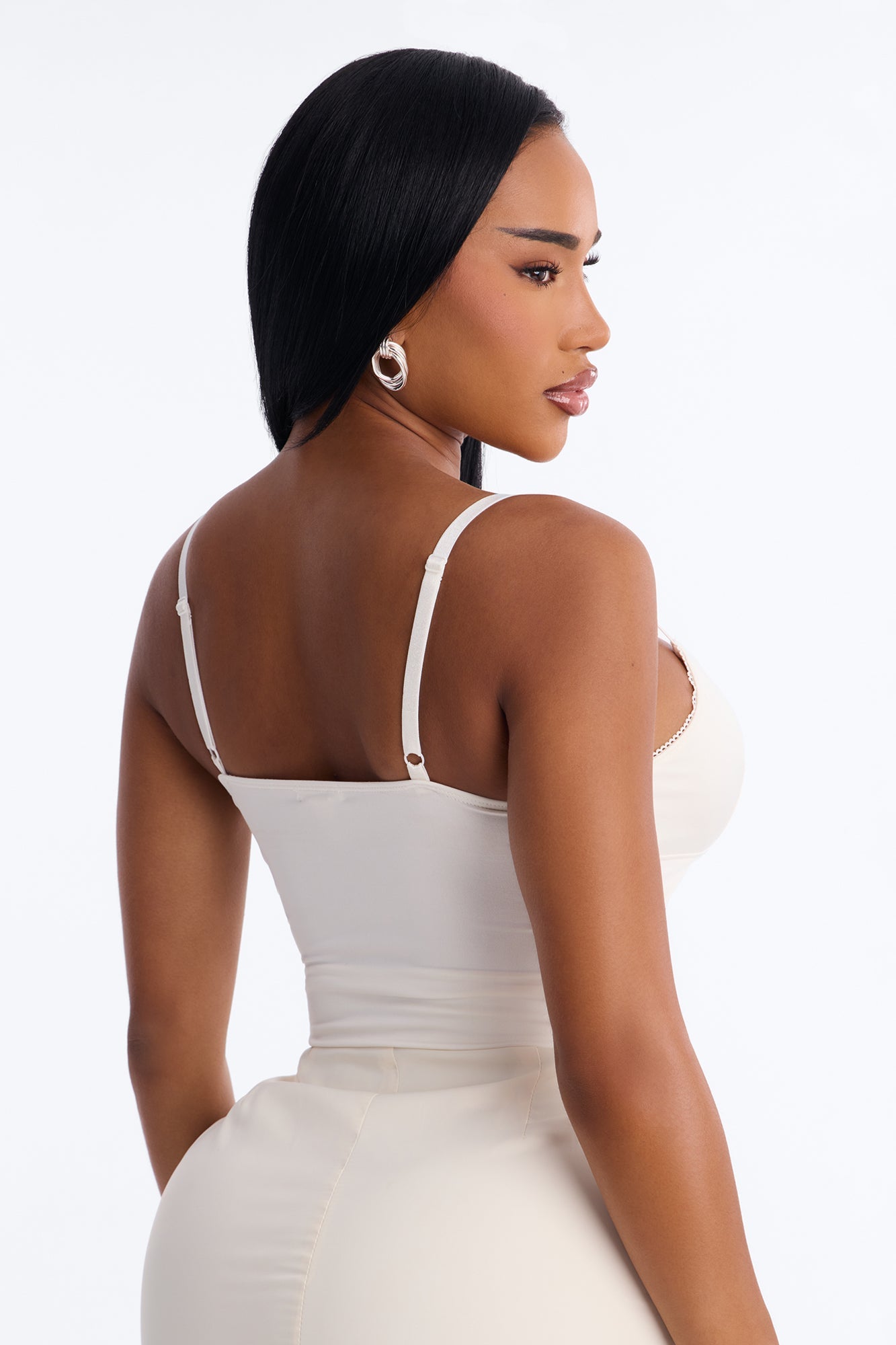 Ella V Neck Cami Top - White