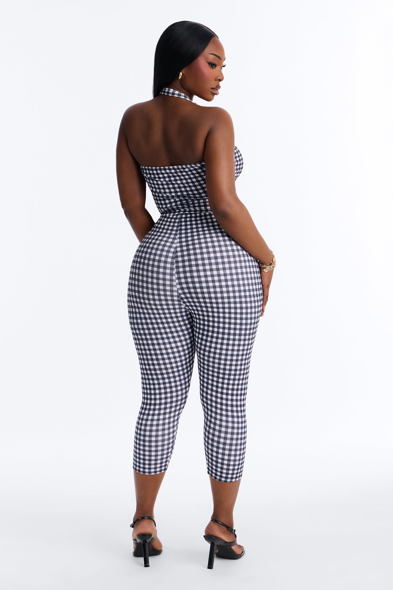 Annie Gingham Capri Set - Black/White