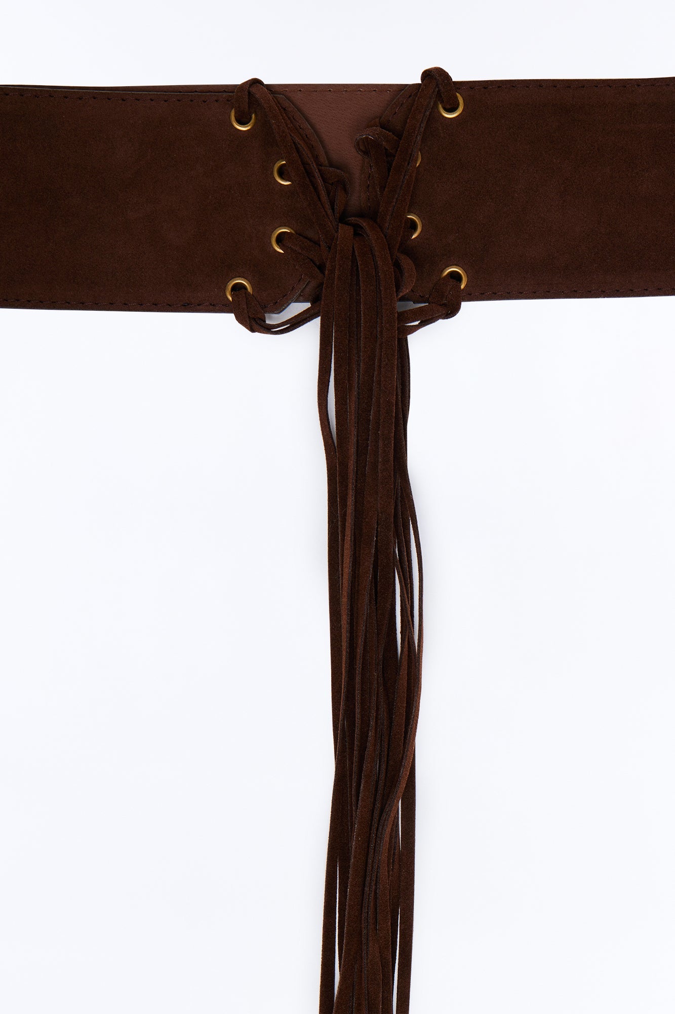 Wildflower Faux Leather Tie Belt - Brown