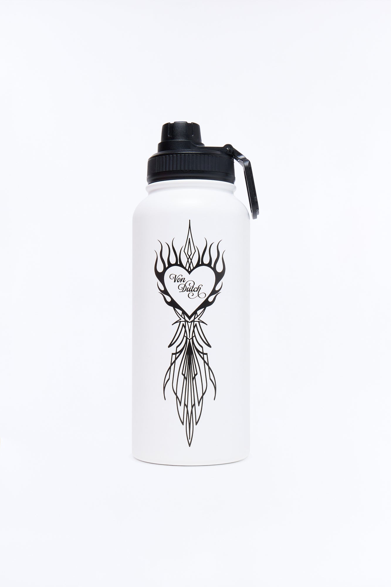 Von Dutch Heart 32 oz Stainless Steel Water Bottle - White/Black