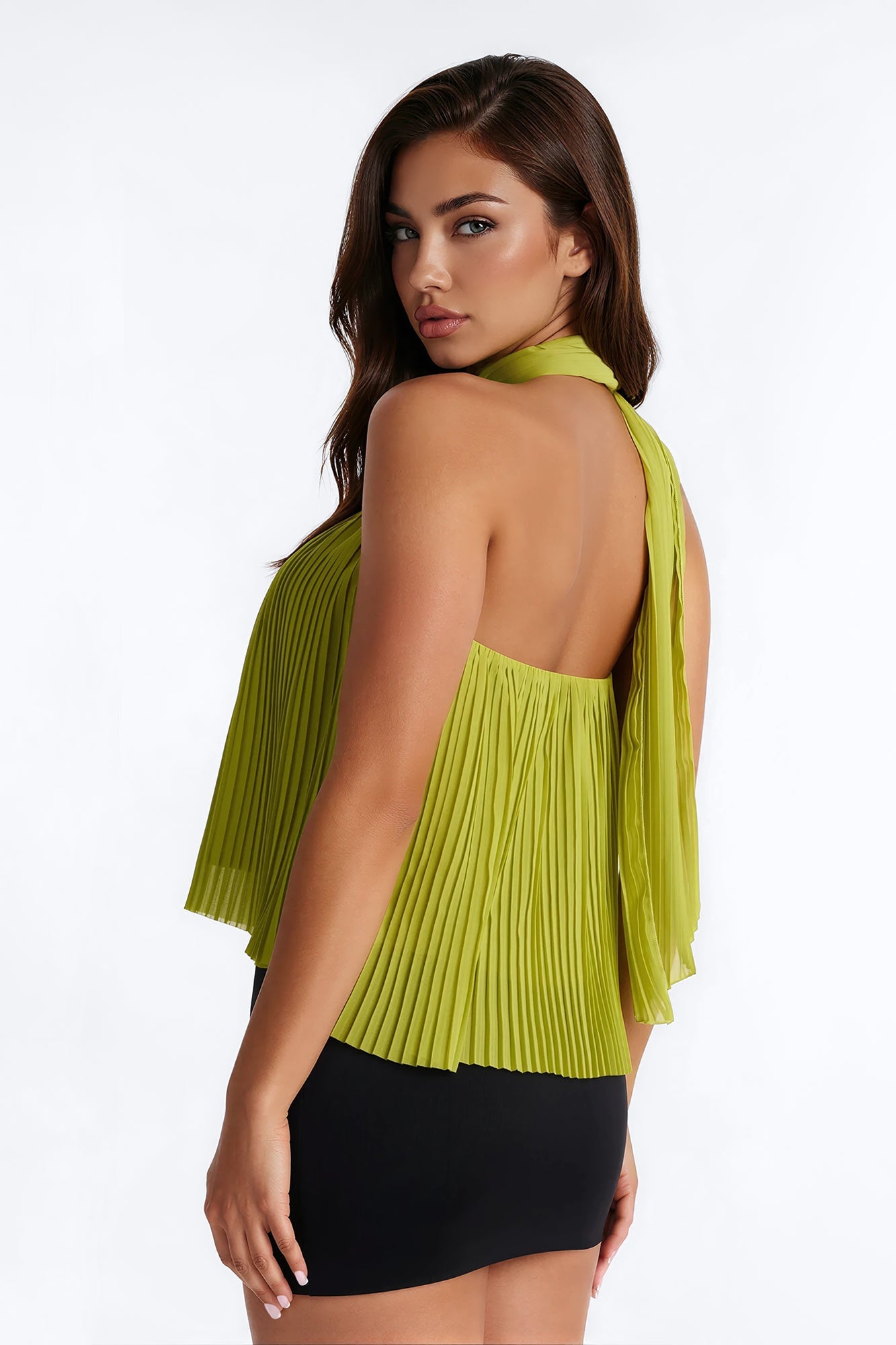 Caught In Your Sunlight Chiffon Scarf 2 Piece Top - Lime