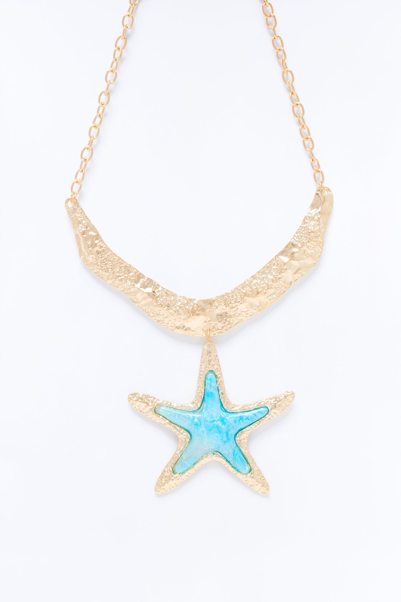 Seashell Star Pendant Necklace - Blue/combo