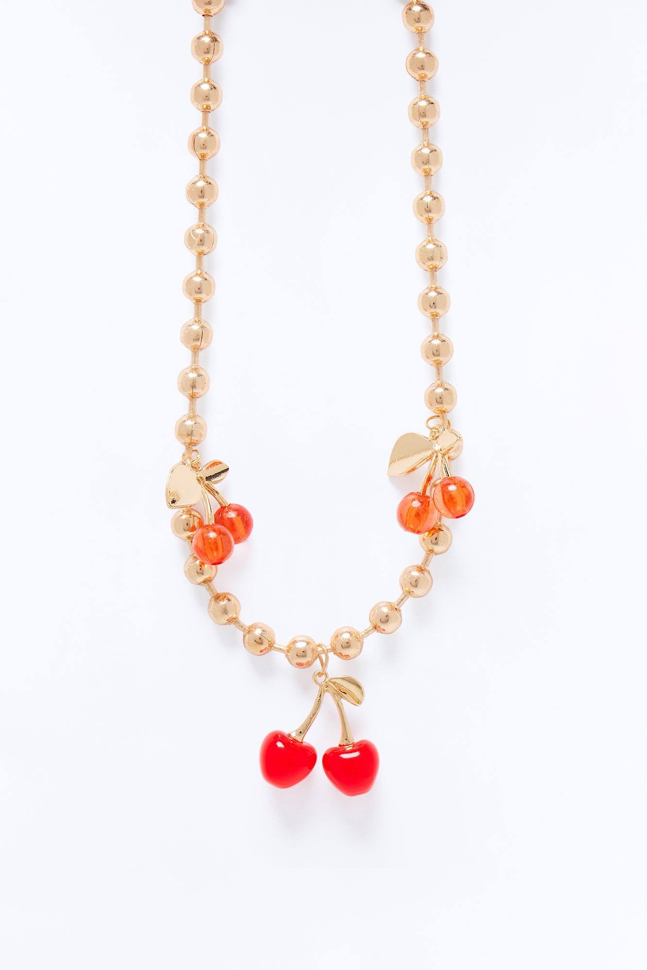 Cherry Sorbet Charm Necklace - Gold/Red