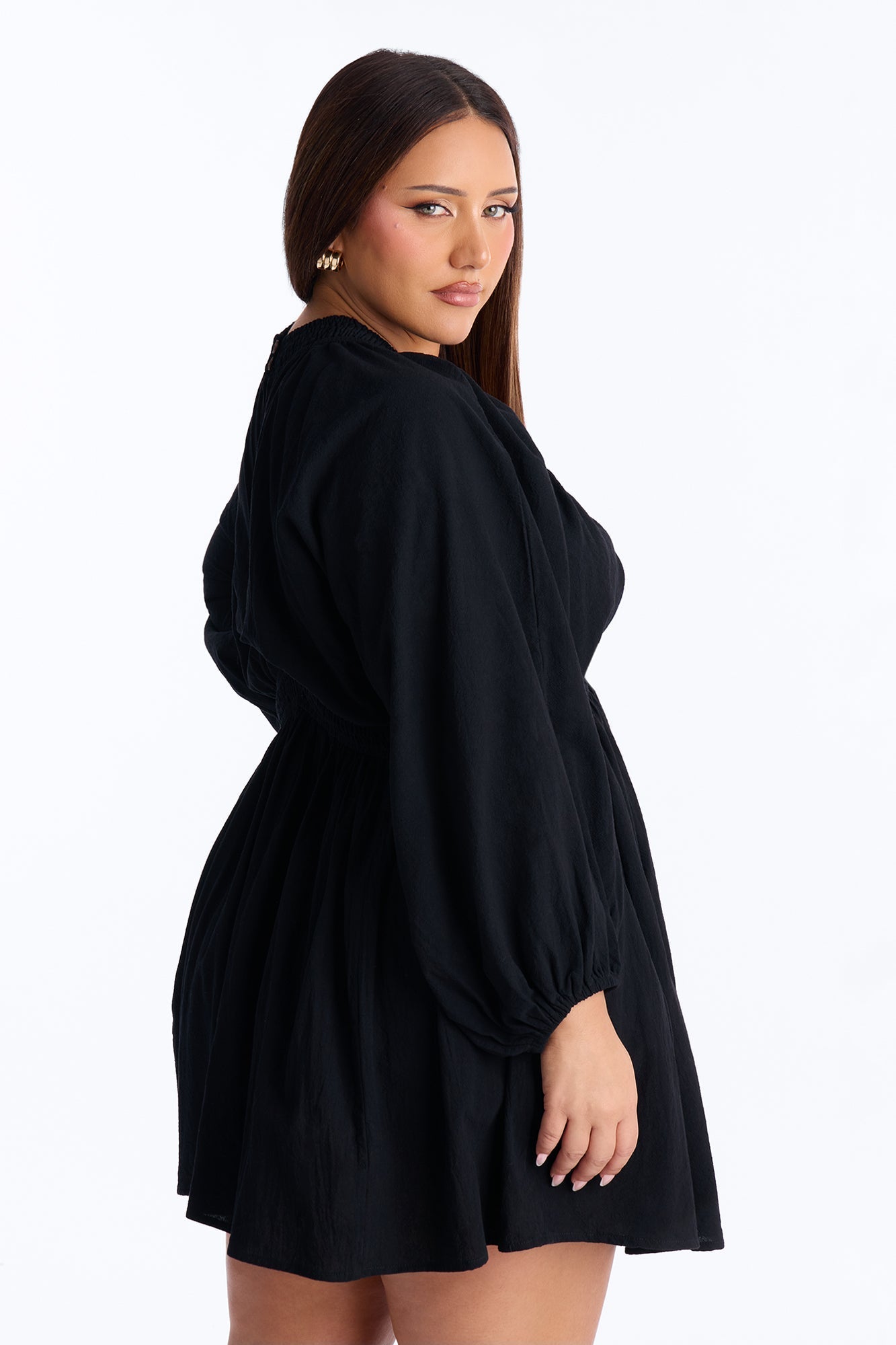 Rory Poplin Mini Dress - Black Fashion Nova